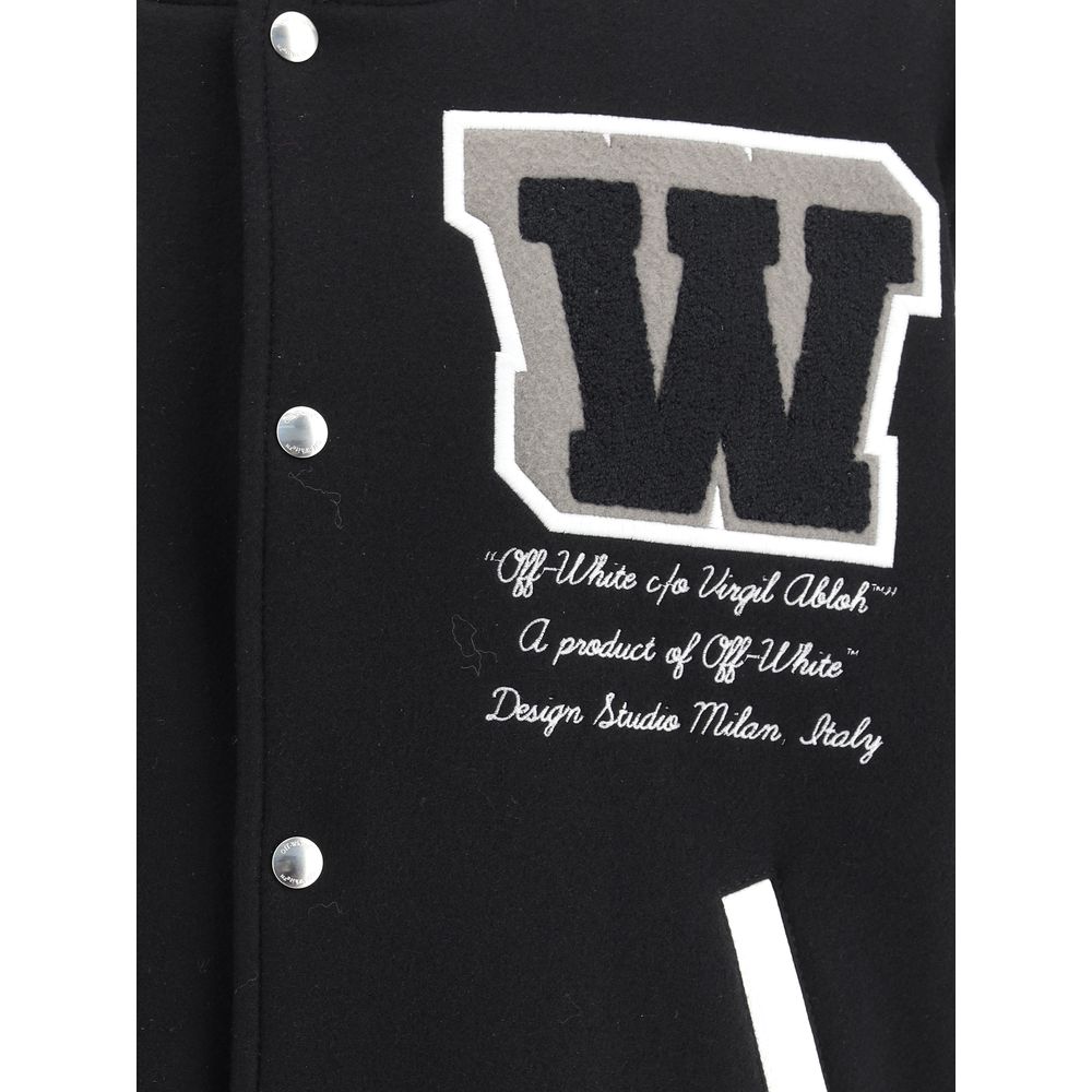 Off-White Leather and wool Varsity Bomber