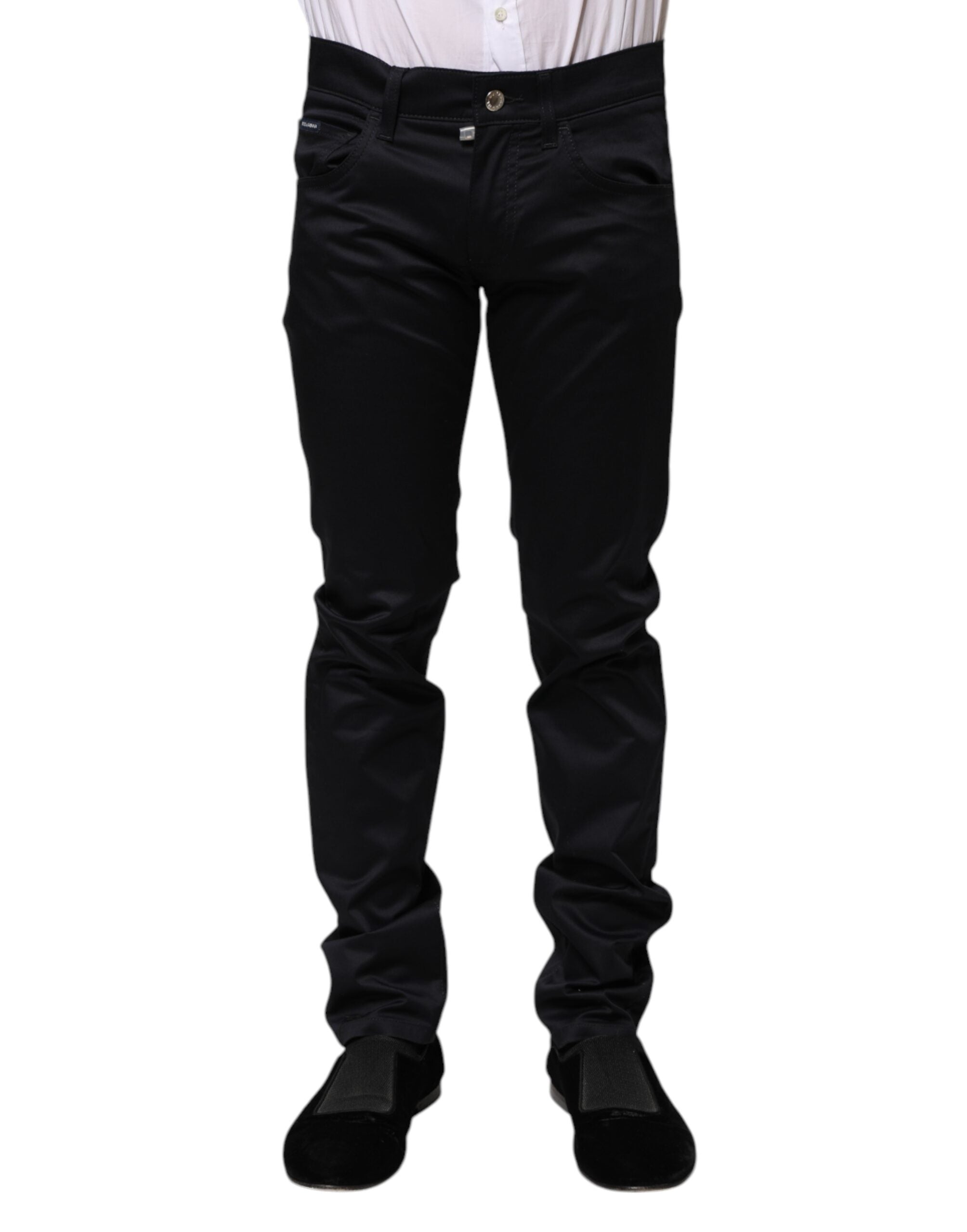 Dolce & Gabbana Black Cotton Skinny Mid Waist Pants
