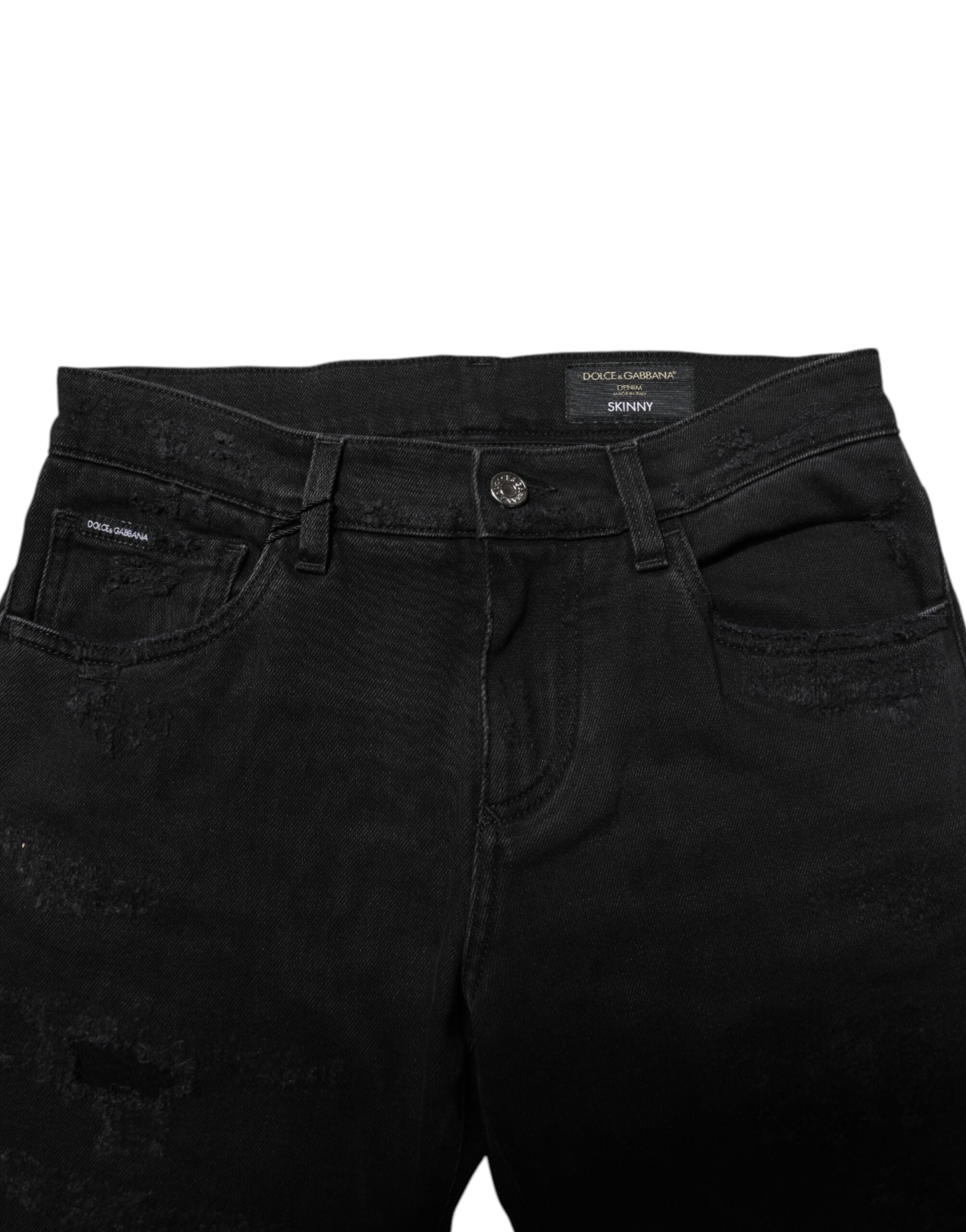 Dolce & Gabbana Black Cotton Skinny Men Denim Jeans