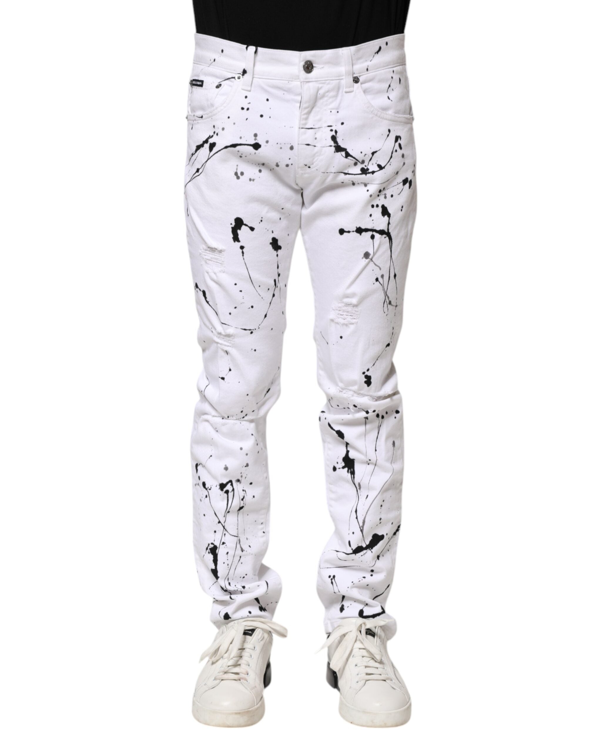 Dolce & Gabbana White ColorSplash Skinny Denim Jeans