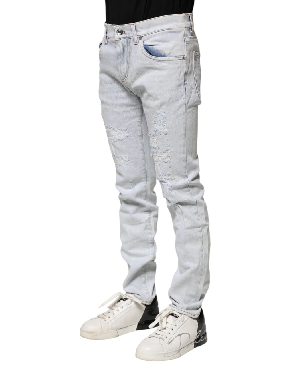 Dolce & Gabbana Light Blue Tattered Skinny Denim Jeans
