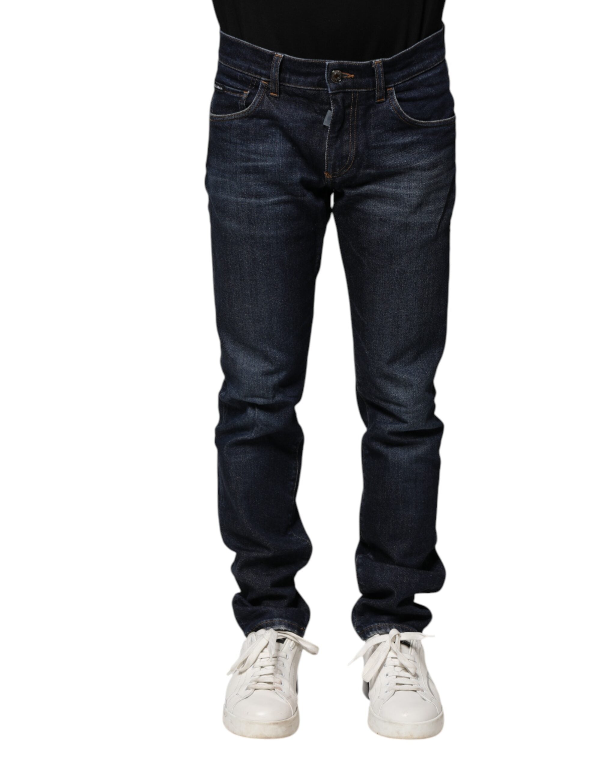 Dolce & Gabbana Dark Blue Cotton Skinny Denim Jeans