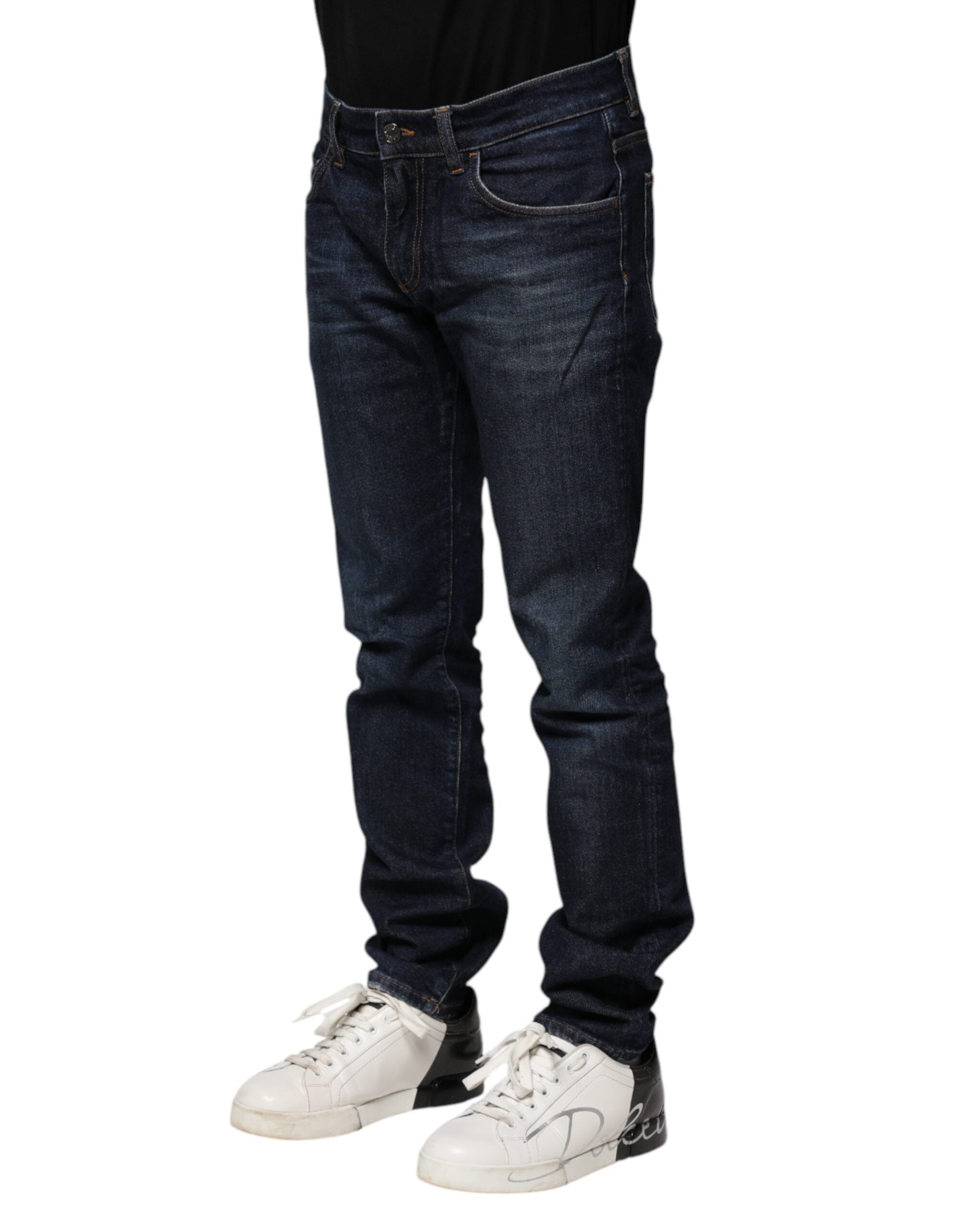 Dolce & Gabbana Dark Blue Cotton Skinny Denim Jeans