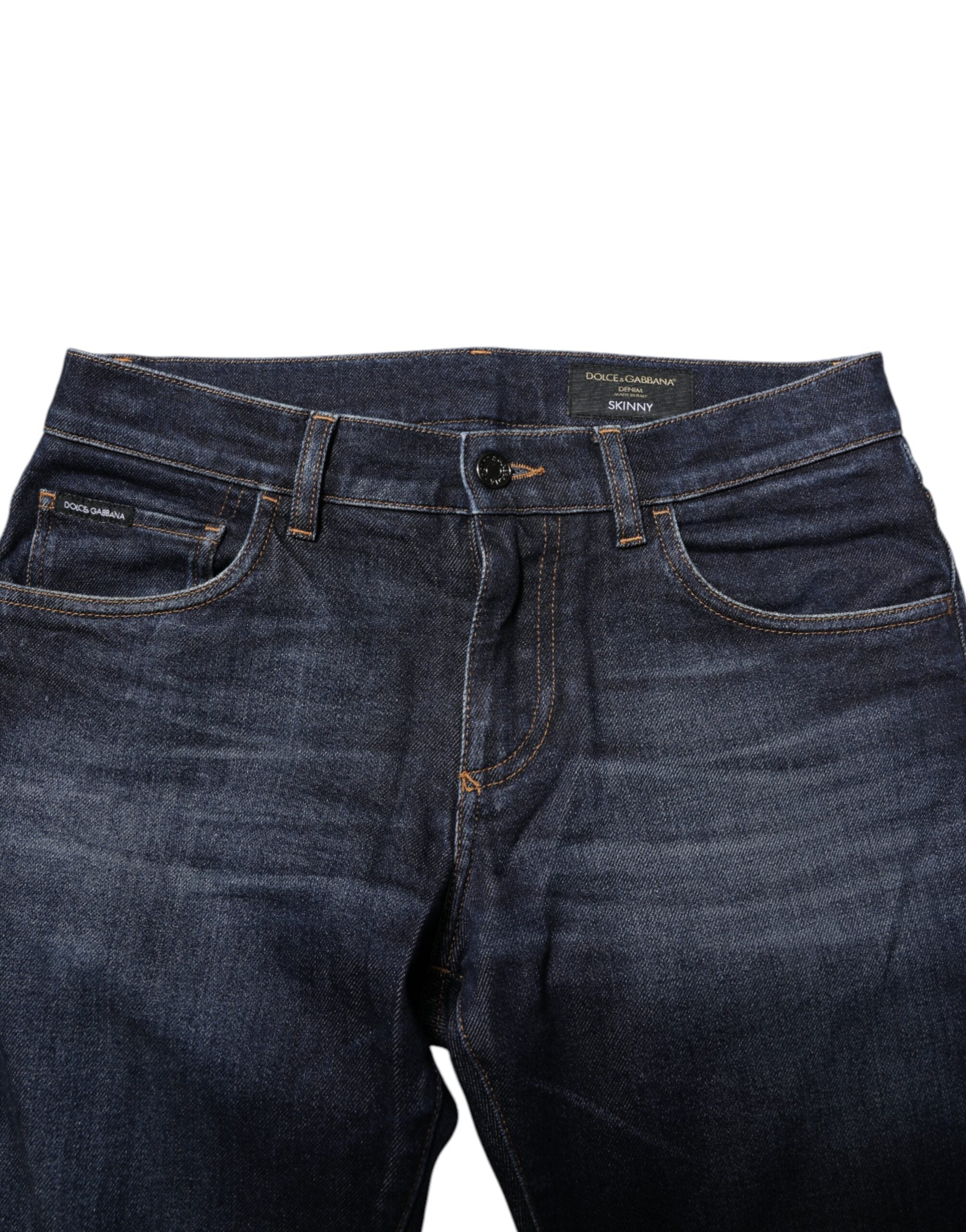 Dolce & Gabbana Dark Blue Cotton Skinny Denim Jeans