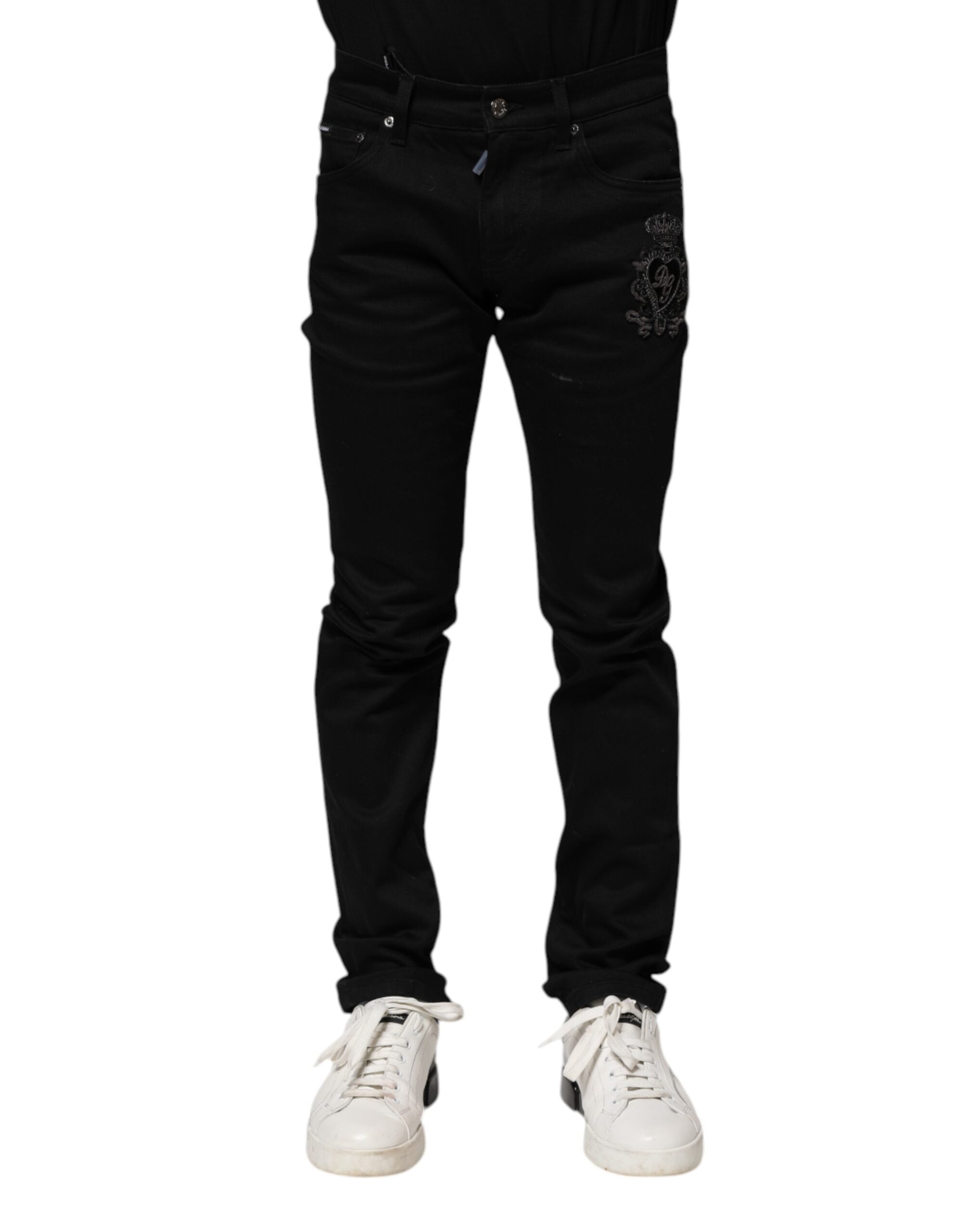Dolce & Gabbana Black Cotton Skinny Men Denim Jeans