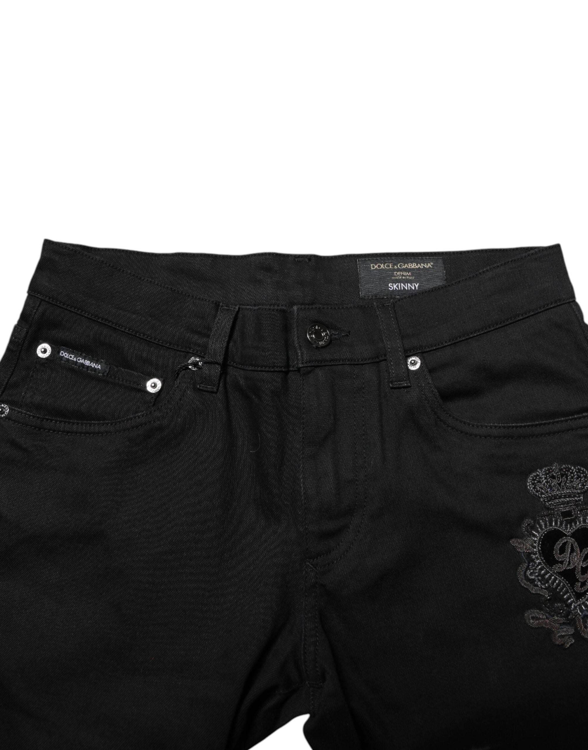 Dolce & Gabbana Black Cotton Skinny Men Denim Jeans