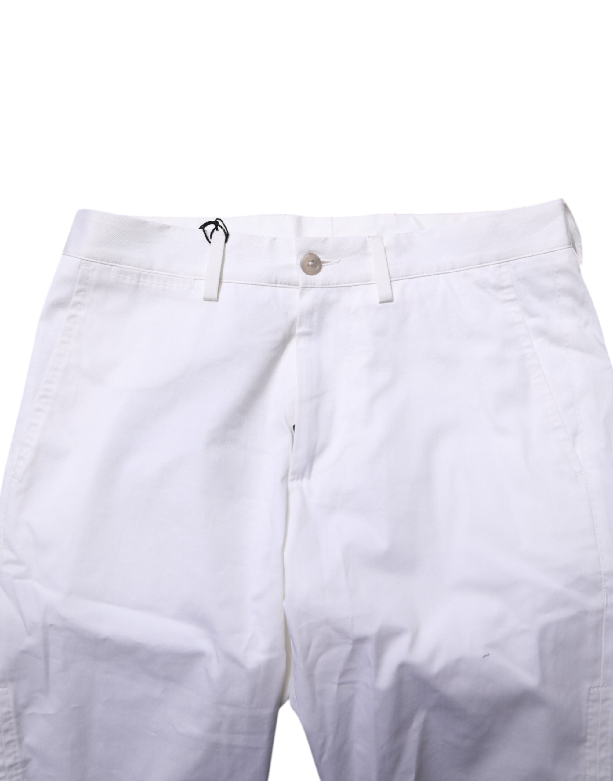 Dolce & Gabbana White Cotton Stretch Men Denim Bermuda Shorts