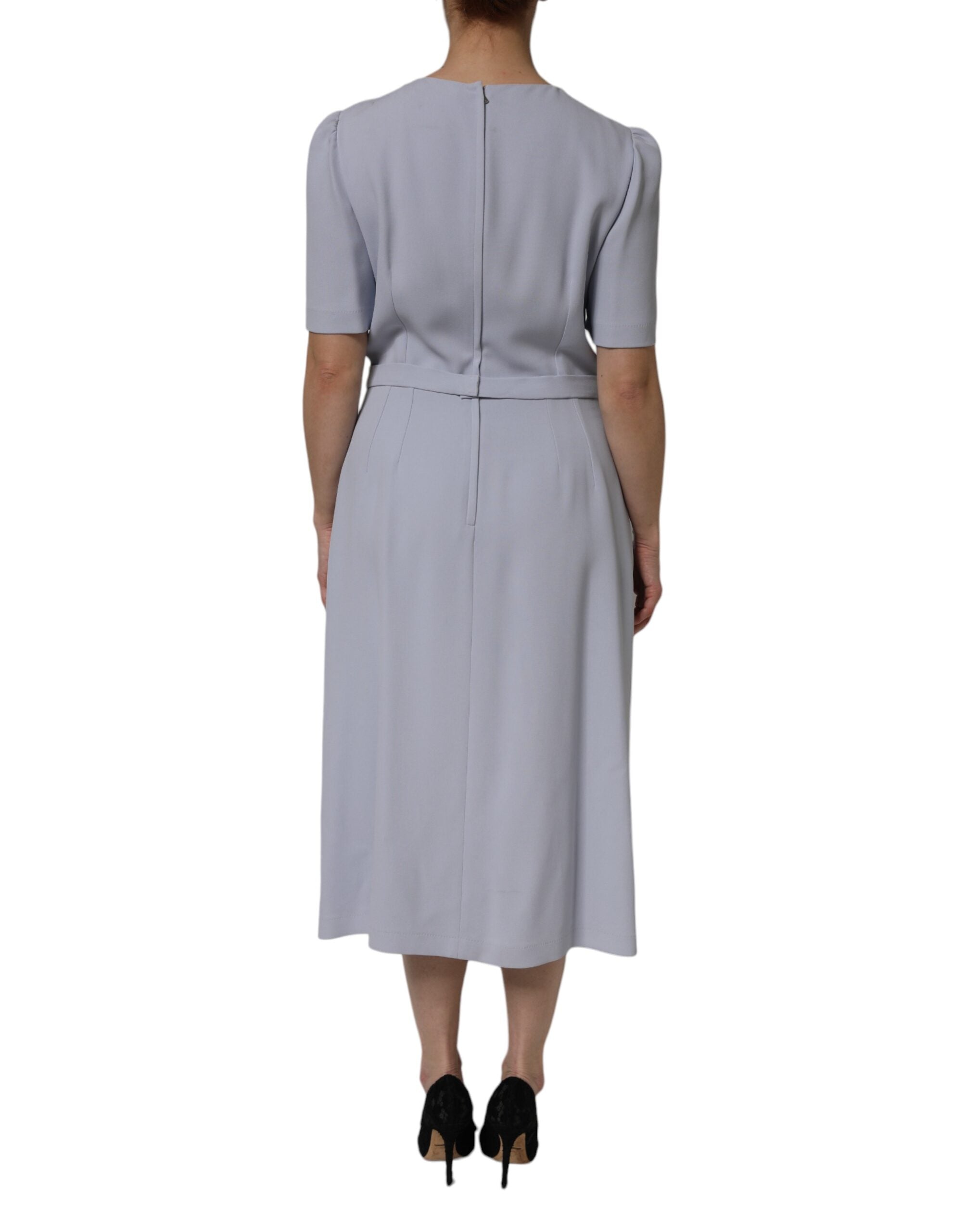Dolce & Gabbana Gray Viscose ShortSleeve Sheath Midi Dress