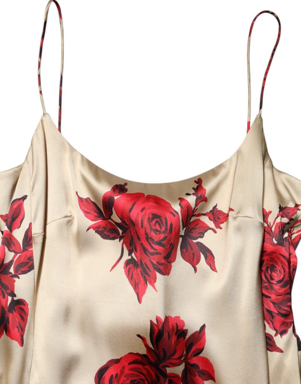 Dolce & Gabbana Beige Floral Spaghetti Strap Sheath Dress