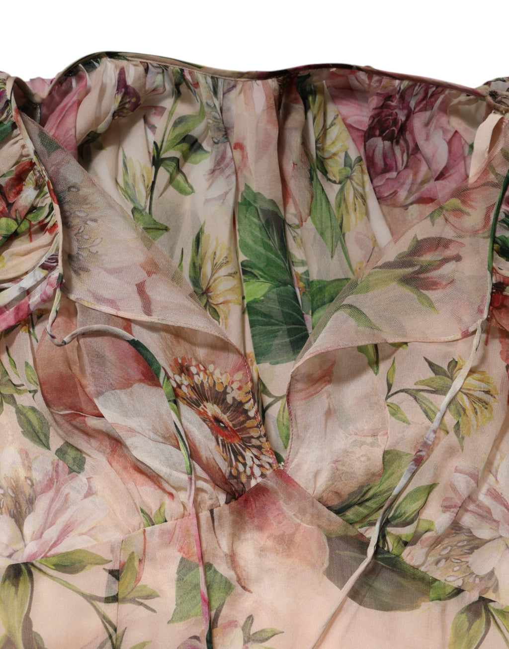 Dolce & Gabbana Pink Floral Print Tiered Long Maxi Dress