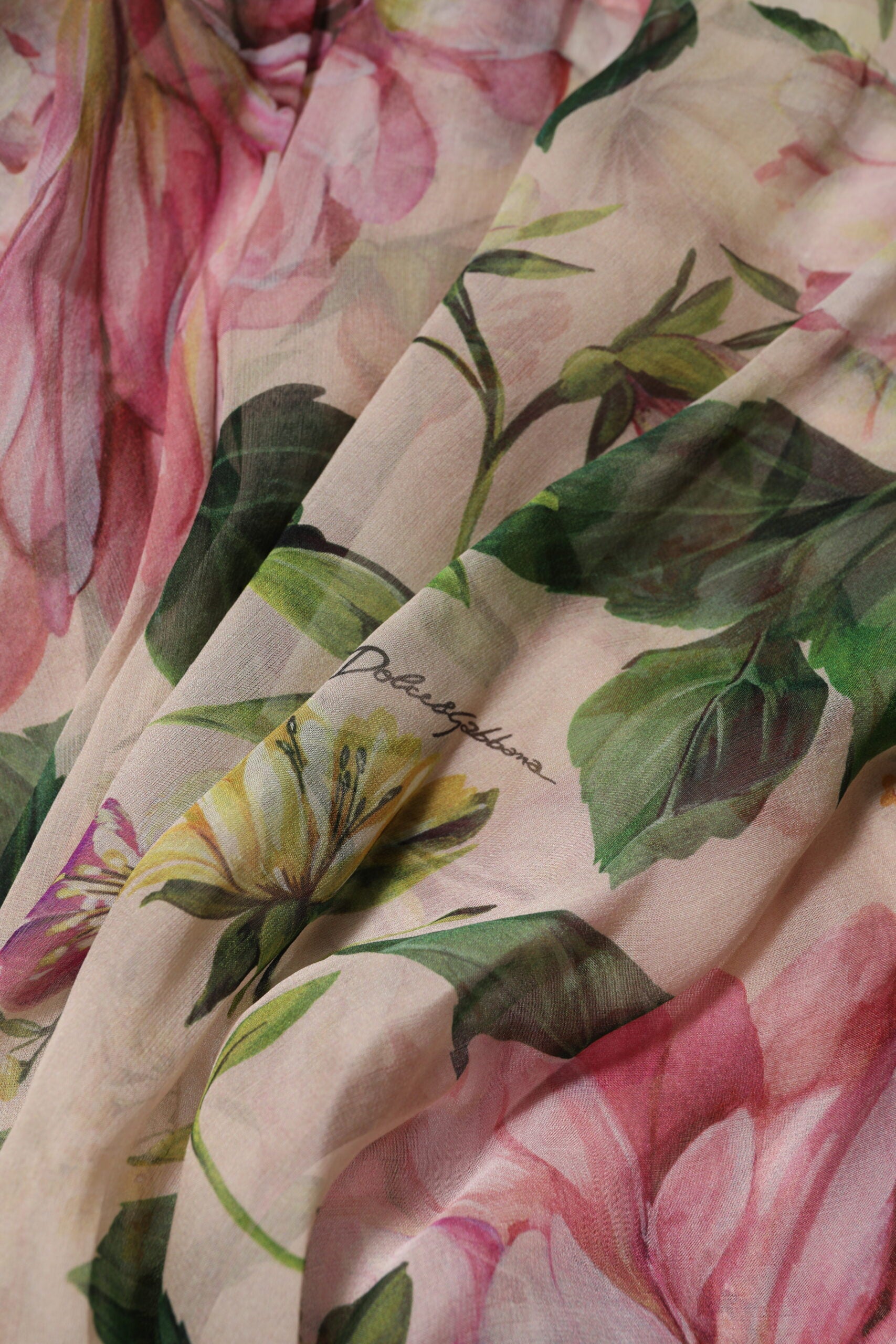 Dolce & Gabbana Pink Floral Print Tiered Long Maxi Dress