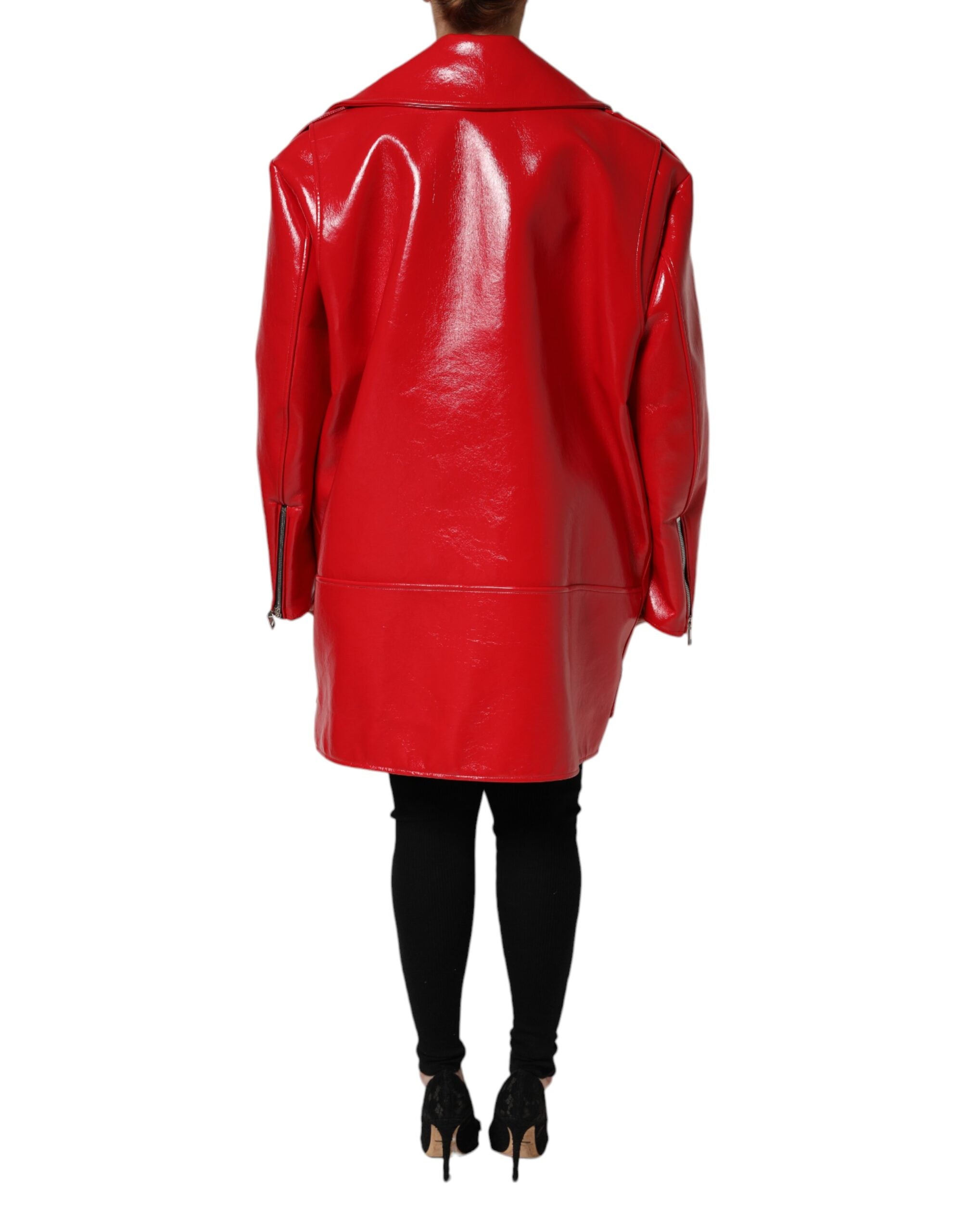 Dolce & Gabbana Red Lambskin Full Zipper Jacket