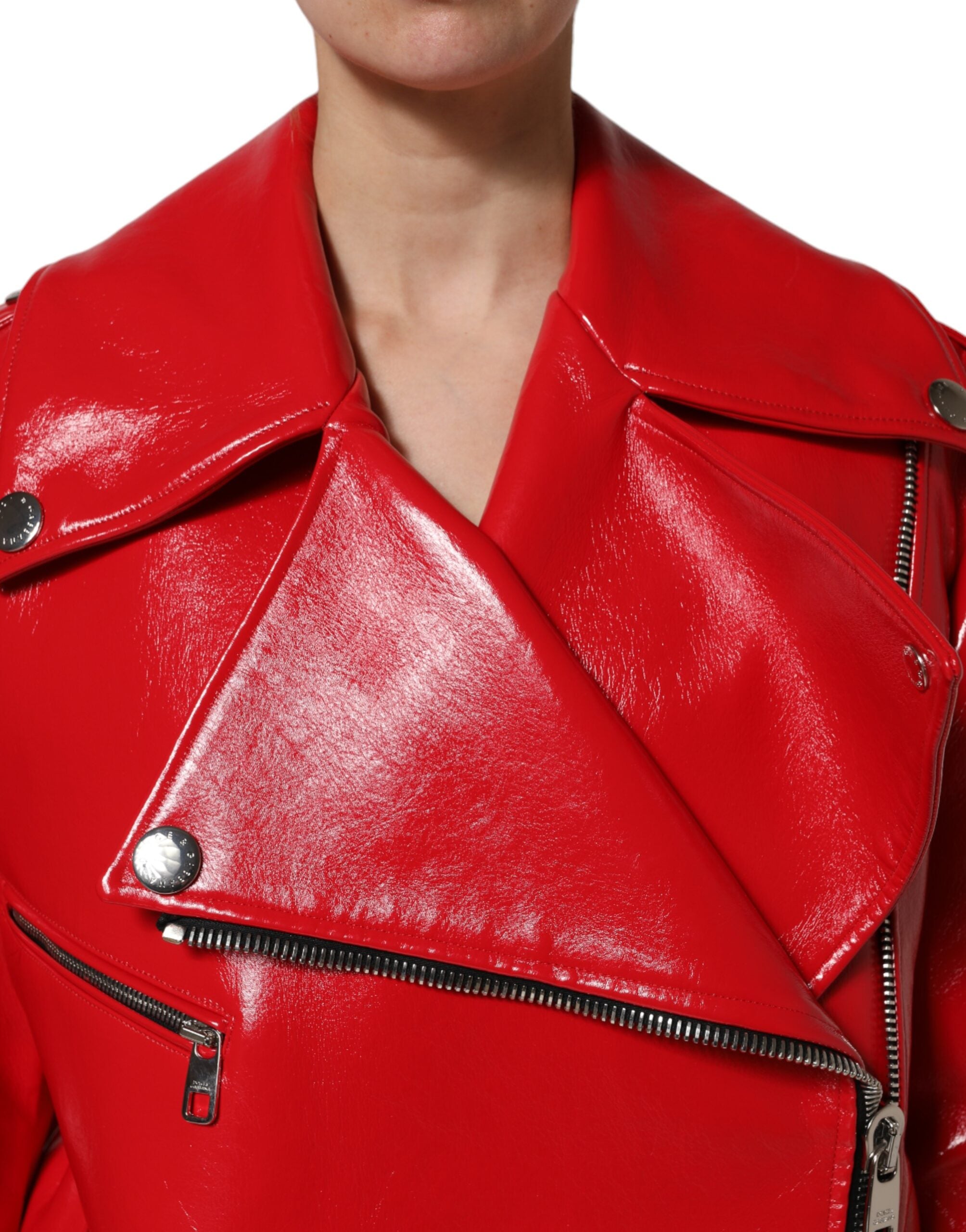 Dolce & Gabbana Red Lambskin Full Zipper Jacket
