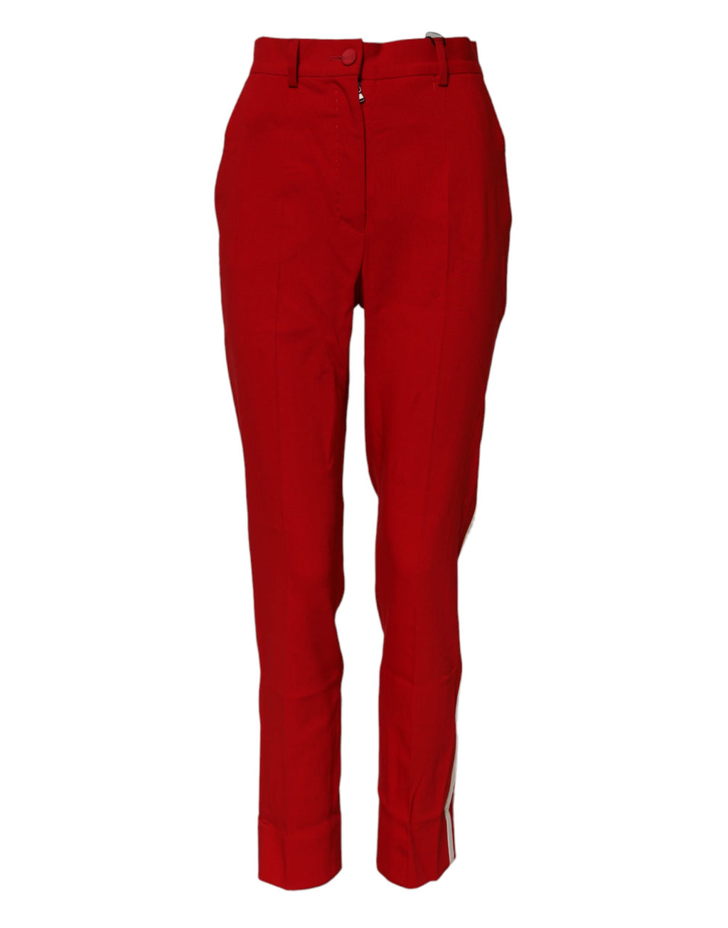 Dolce & Gabbana Red Wool Mid Waisted Tapered Pants