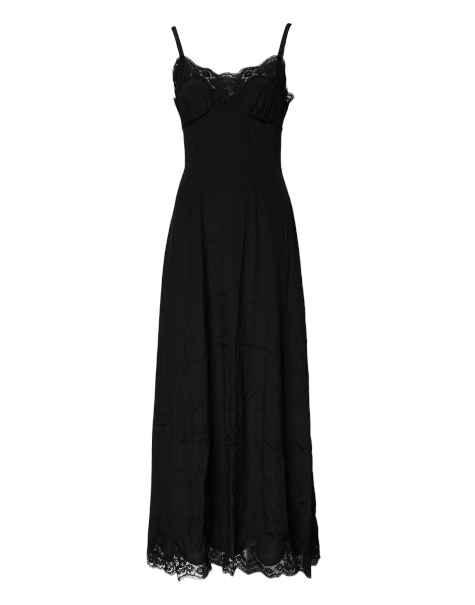 Dolce & Gabbana Black Floral Lace Lingerie Dress Sleepwear