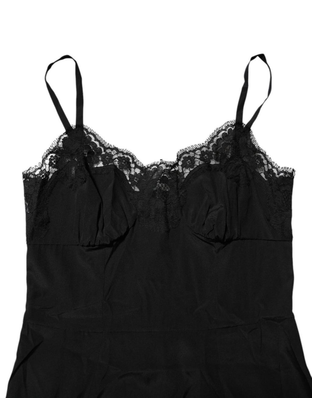 Dolce & Gabbana Black Floral Lace Lingerie Dress Sleepwear