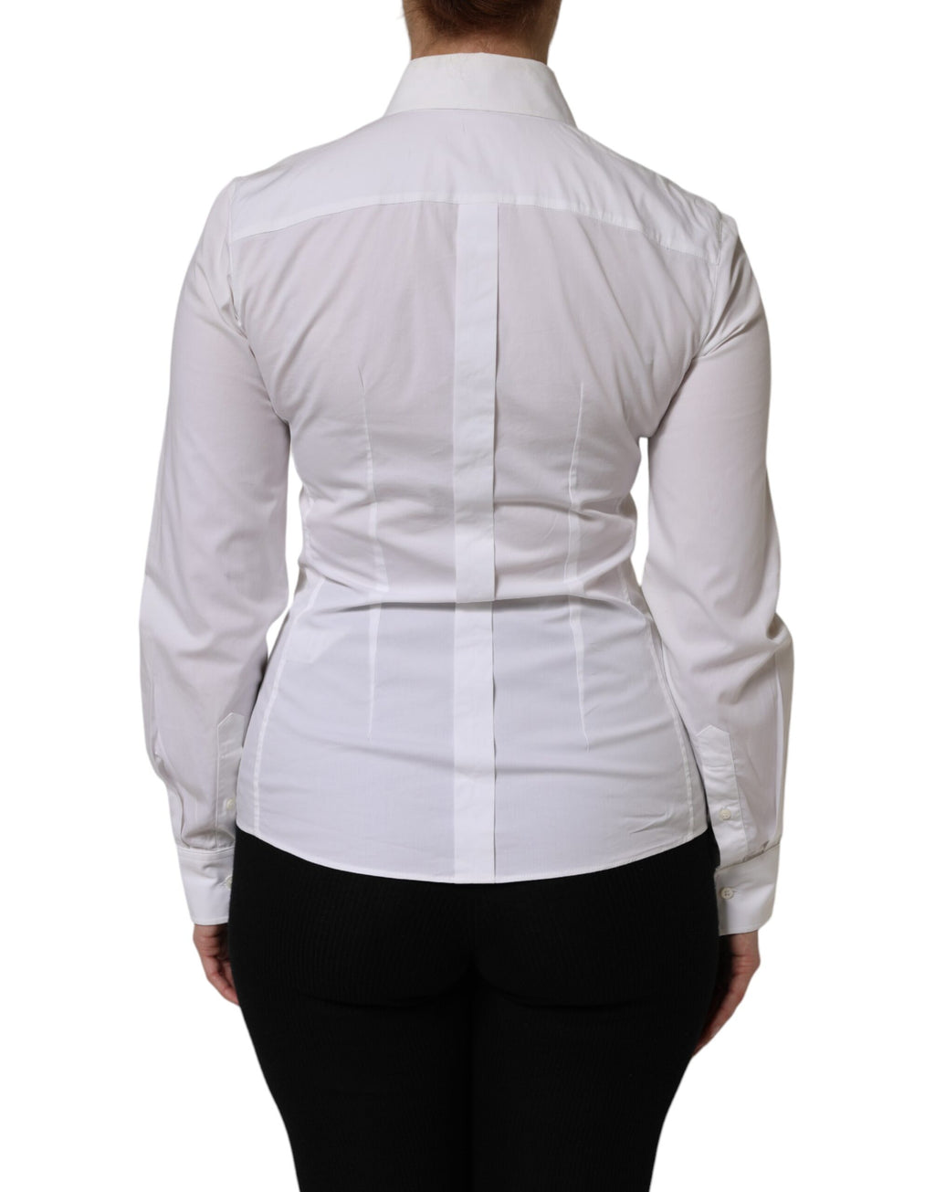 Dolce & Gabbana White Cotton Collared Long Sleeves Top Shirt