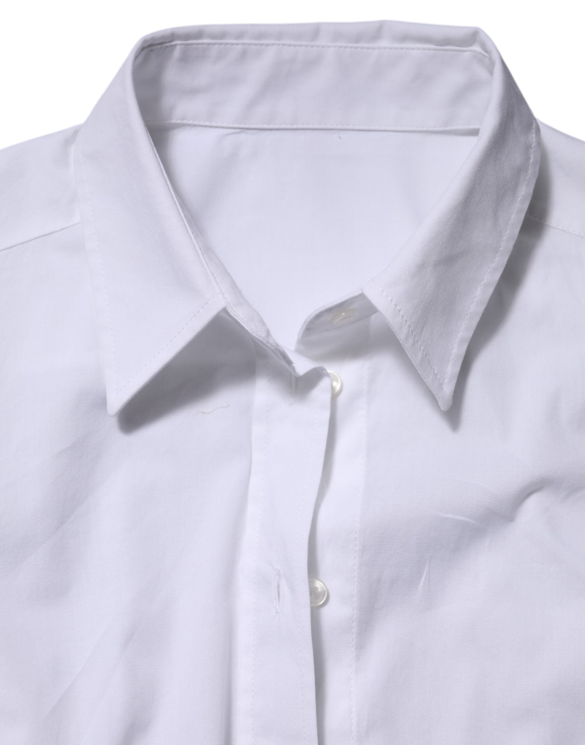Dolce & Gabbana White Cotton Collared Long Sleeves Top Shirt