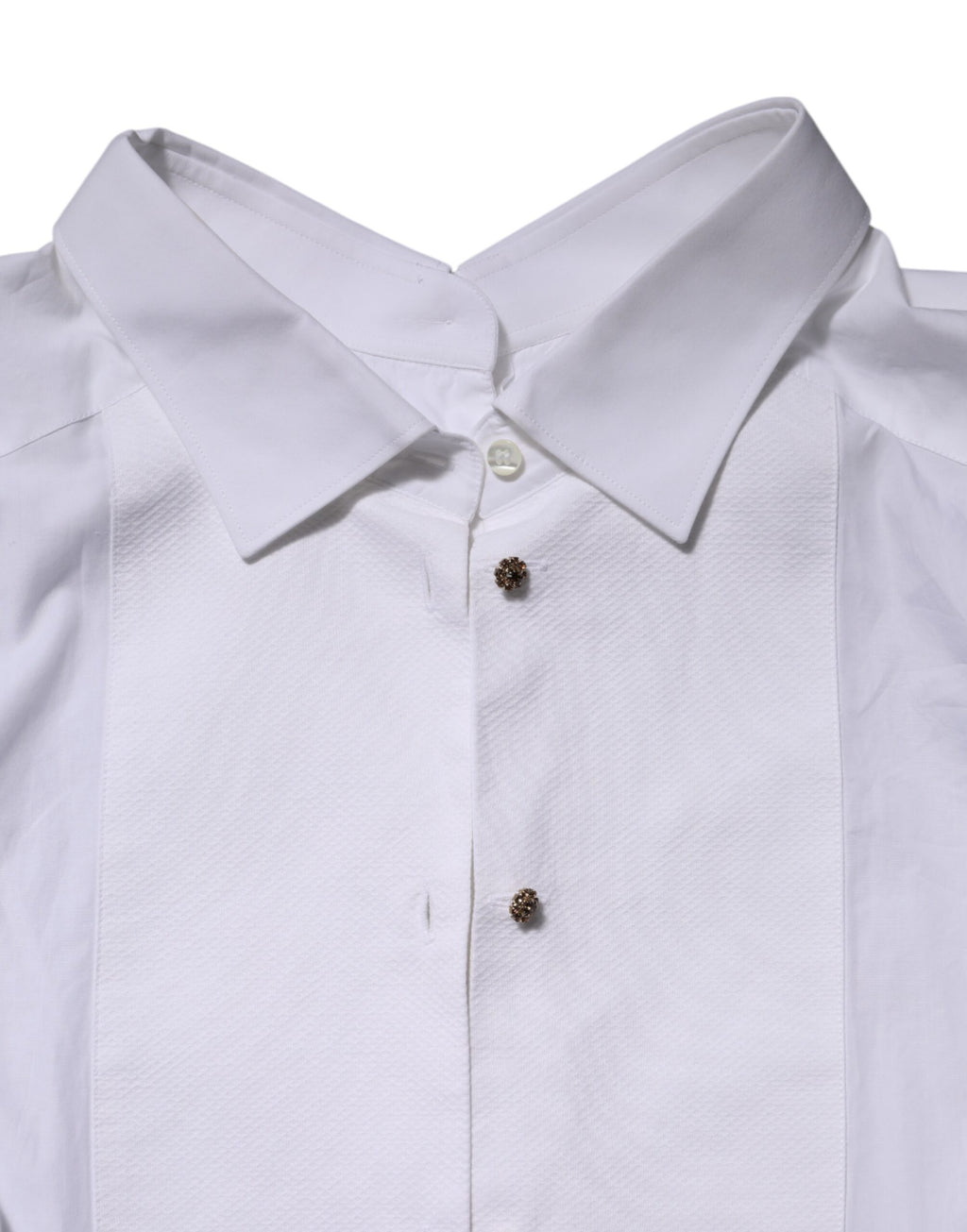 Dolce & Gabbana White Cotton Long Sleeves Formal Top Shirt