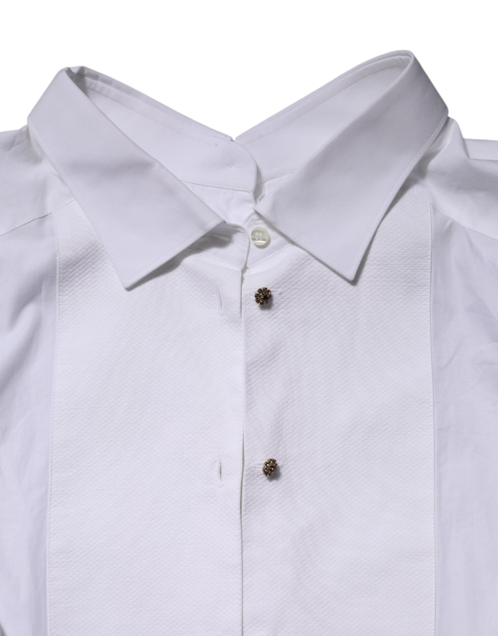 Dolce & Gabbana White Cotton Long Sleeves Formal Top Shirt