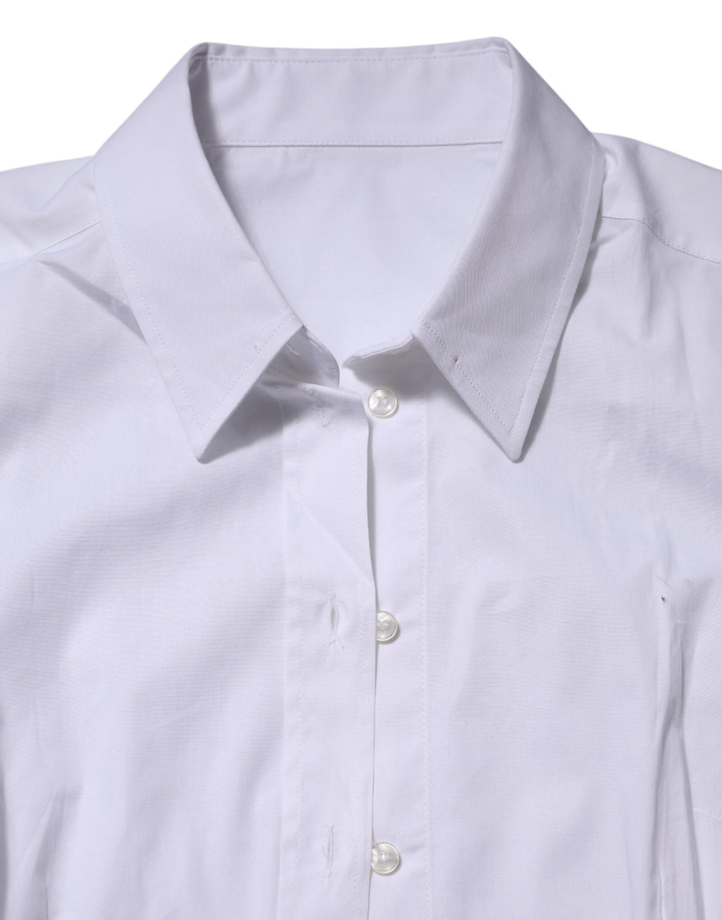 Dolce & Gabbana White Cotton Collared Long Sleeves Top Shirt