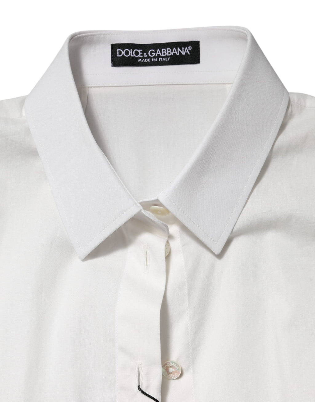 Dolce & Gabbana White Cotton Short Sleeves Collared Top Shirt