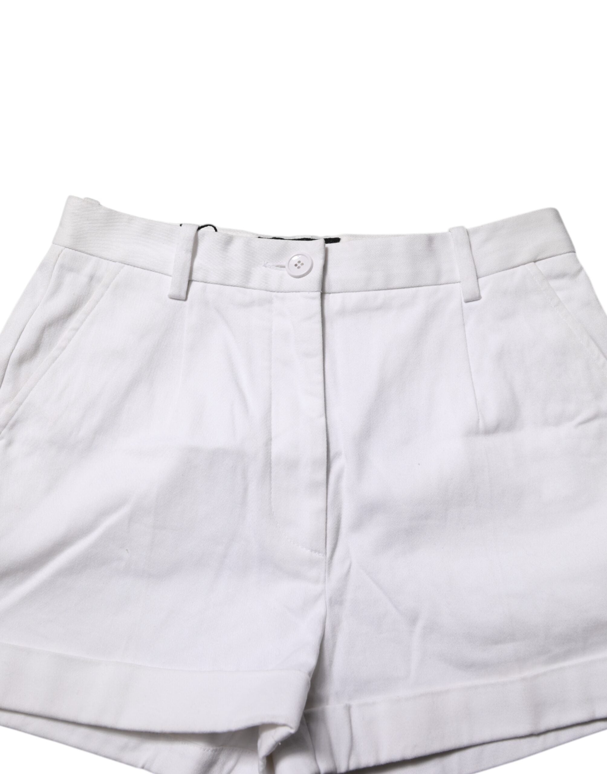 Dolce & Gabbana White Cotton Mid Waist Women Bermuda Shorts