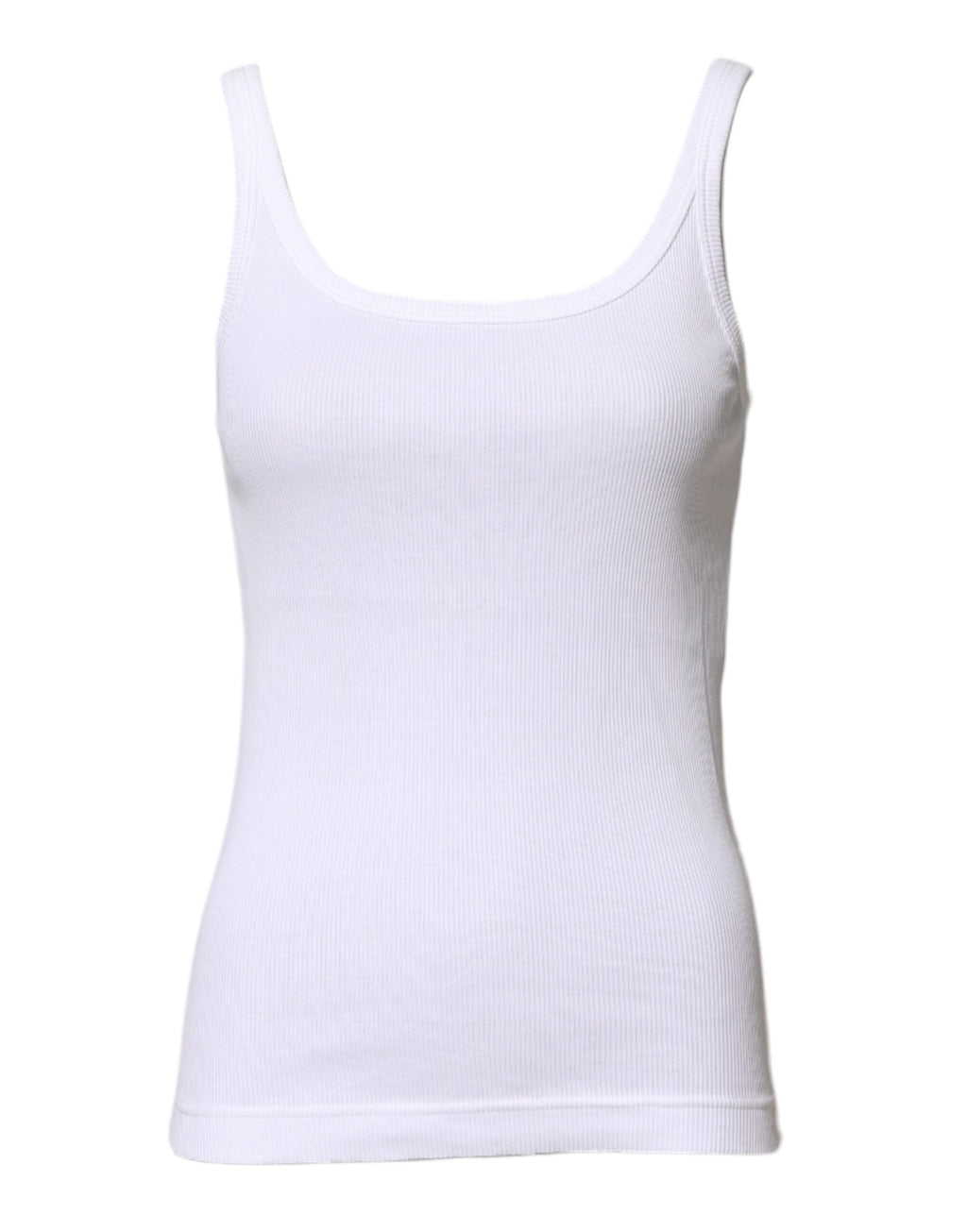 Dolce & Gabbana White Cotton Sleeveless Round Neck Tank Top