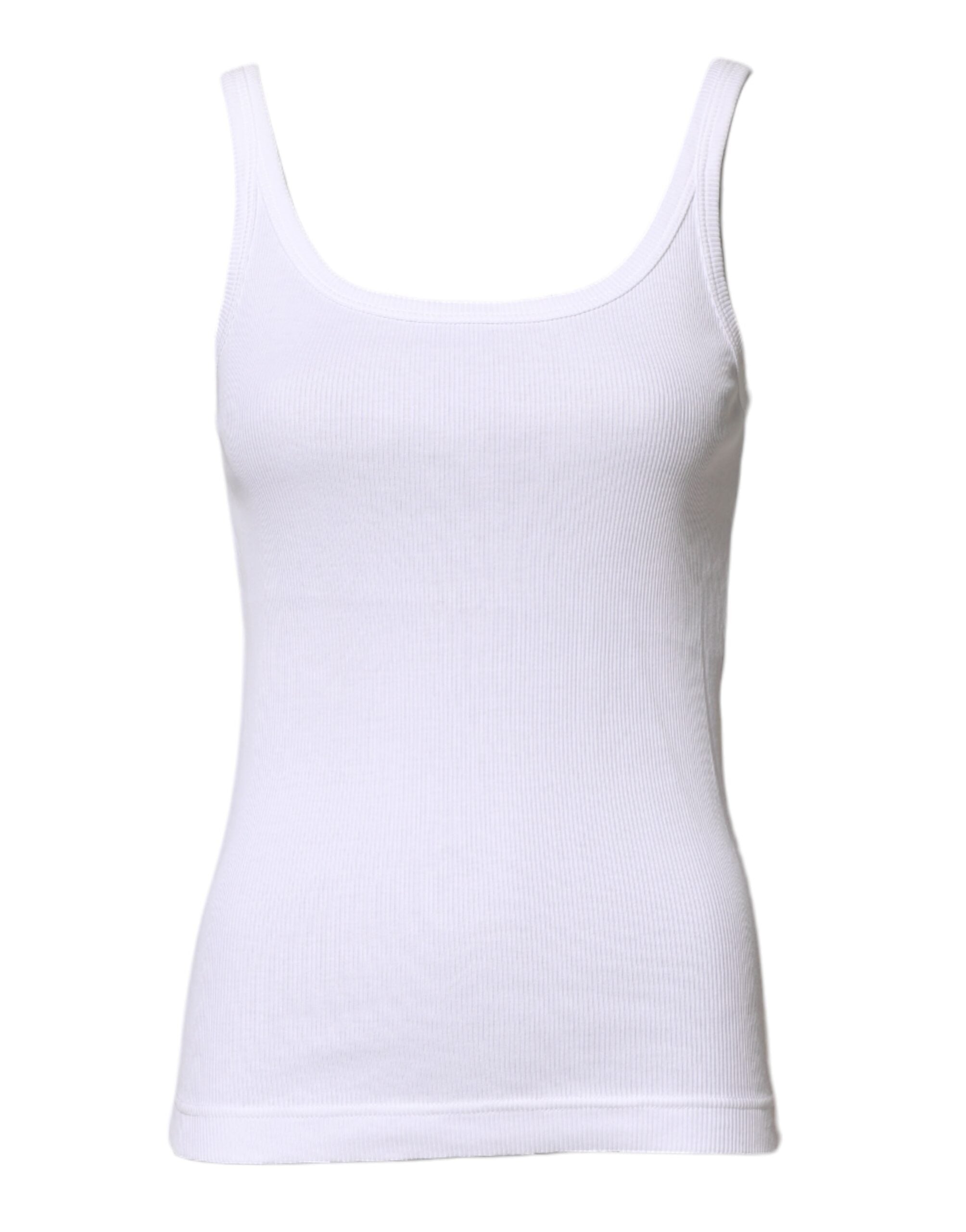 Dolce & Gabbana White Cotton Sleeveless Round Neck Tank Top