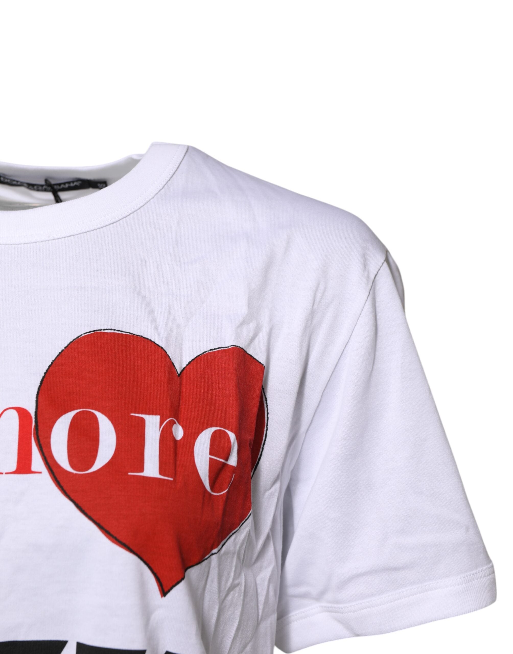 Dolce & Gabbana White Cotton Graphic Print Crew Neck T-shirt