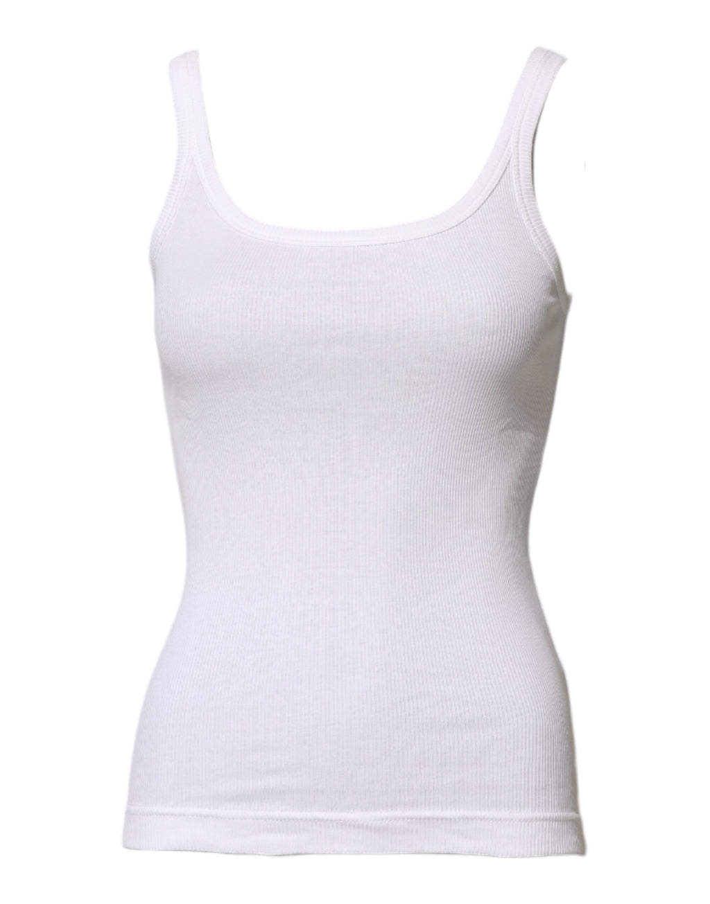 Dolce & Gabbana White Cotton Sleeveless Round Neck Tank Top