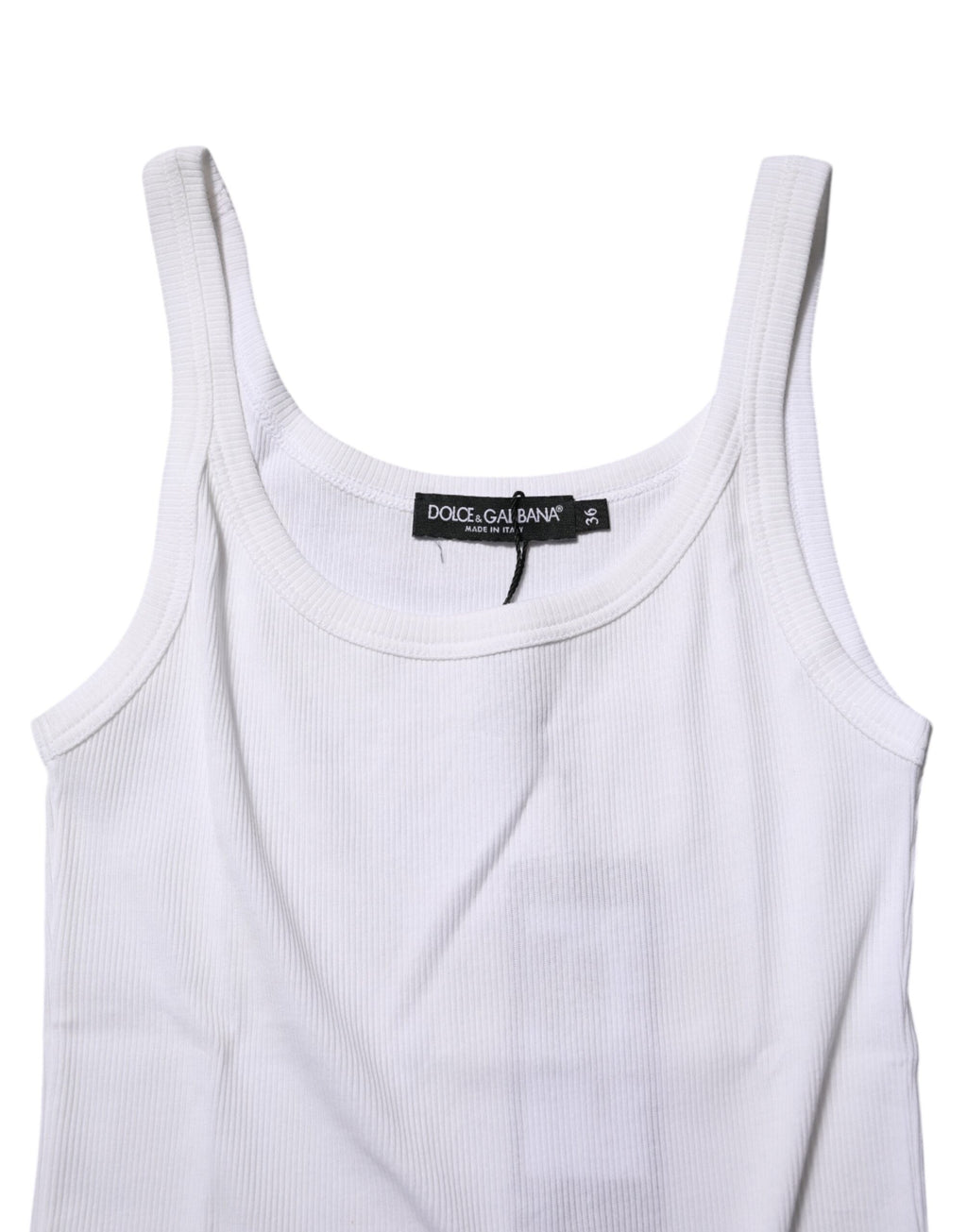 Dolce & Gabbana White Cotton Sleeveless Round Neck Tank Top