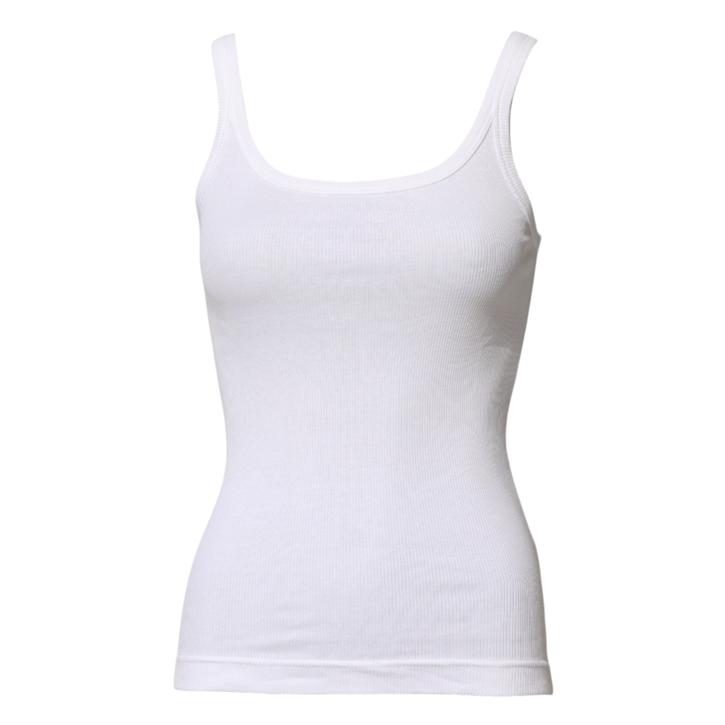 Dolce & Gabbana White Cotton Sleeveless Round Neck Tank Top
