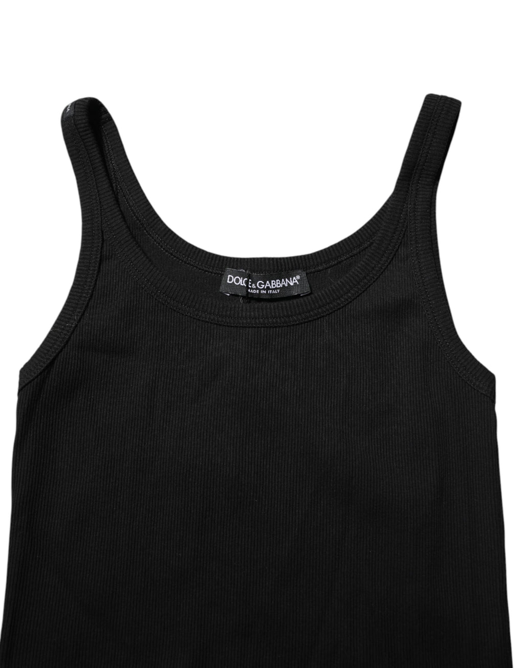 Dolce & Gabbana Black Cotton Sleeveless Round Neck Tank Top