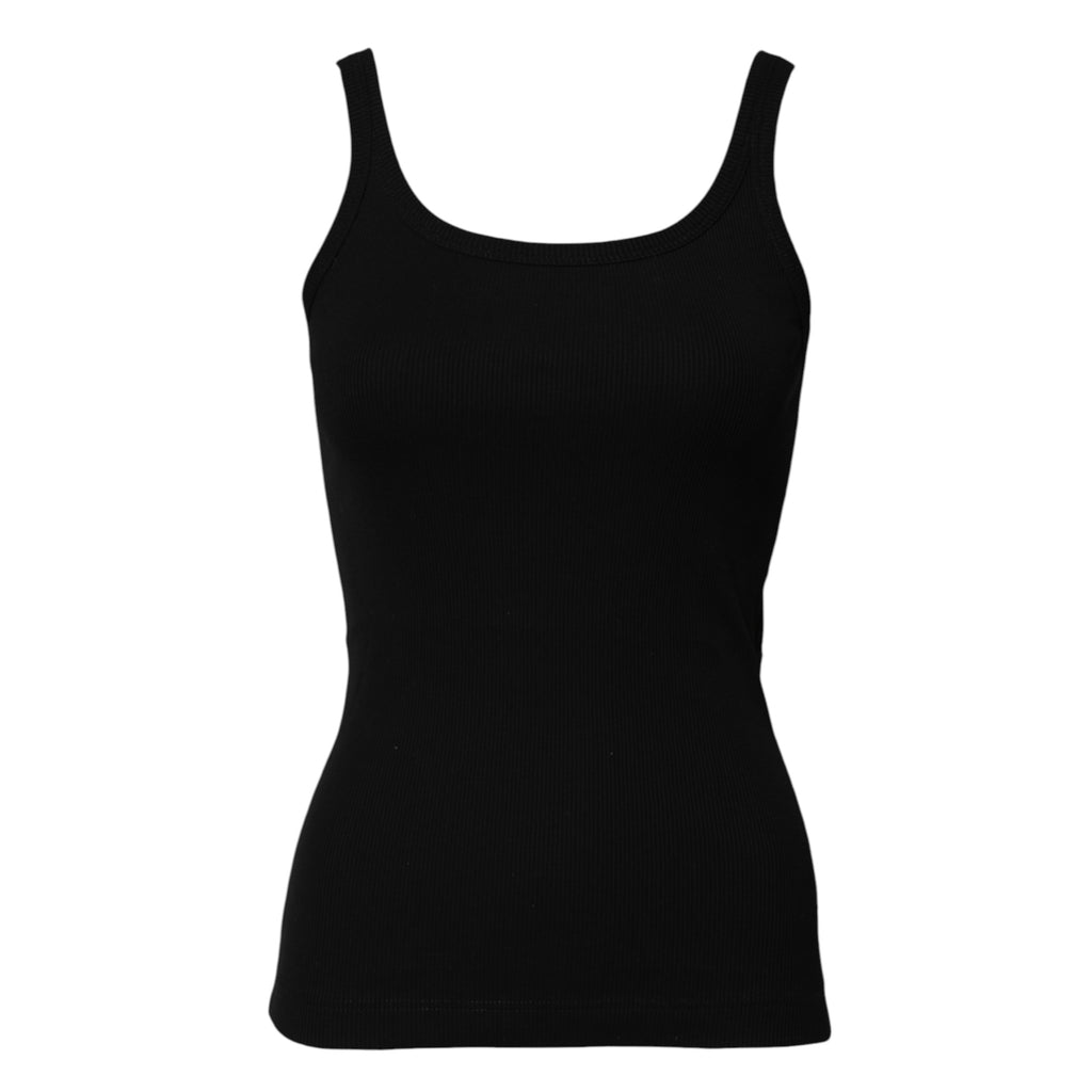 Dolce & Gabbana Black Cotton Sleeveless Round Neck Tank Top
