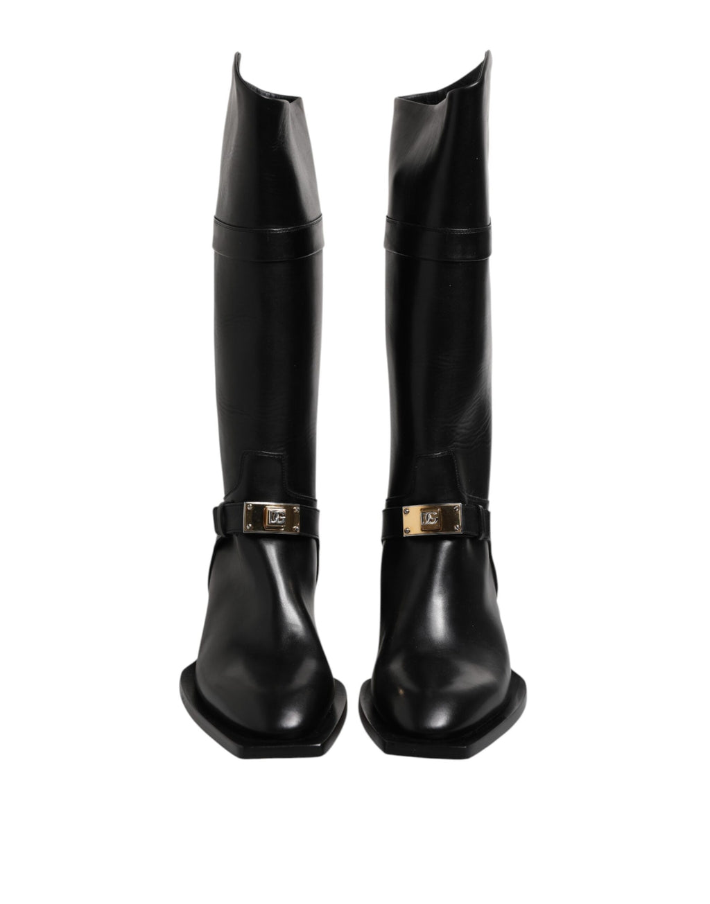 Dolce & Gabbana Black Calfskin Leather High Boots Shoes
