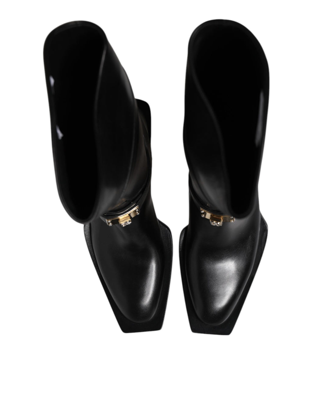 Dolce & Gabbana Black Calfskin Leather High Boots Shoes