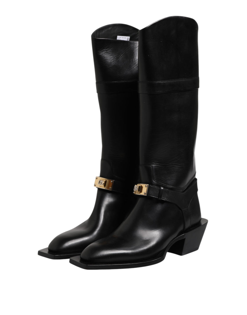 Dolce & Gabbana Black Calfskin Leather High Boots Shoes