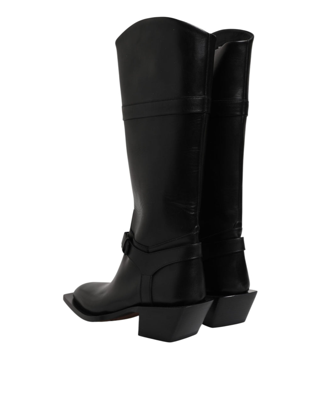 Dolce & Gabbana Black Calfskin Leather High Boots Shoes