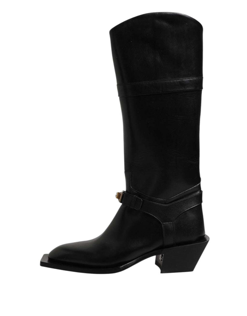 Dolce & Gabbana Black Calfskin Leather High Boots Shoes