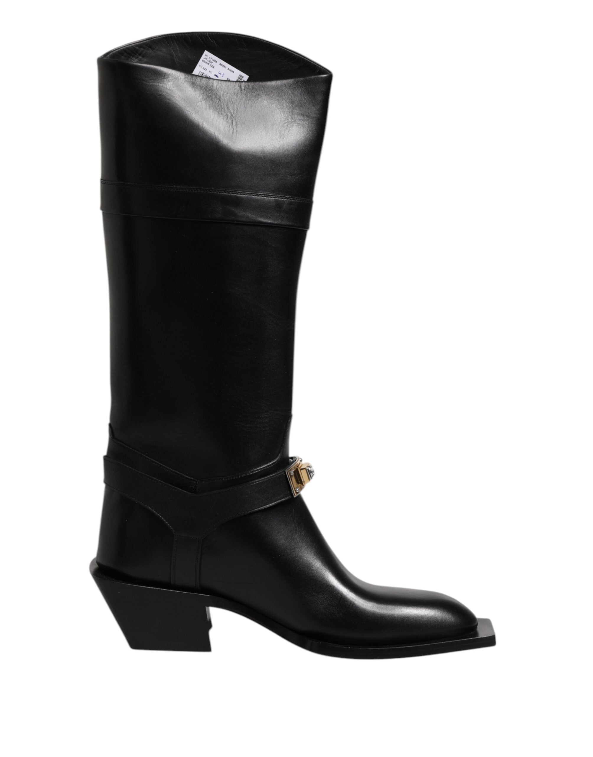 Dolce & Gabbana Black Calfskin Leather High Boots Shoes
