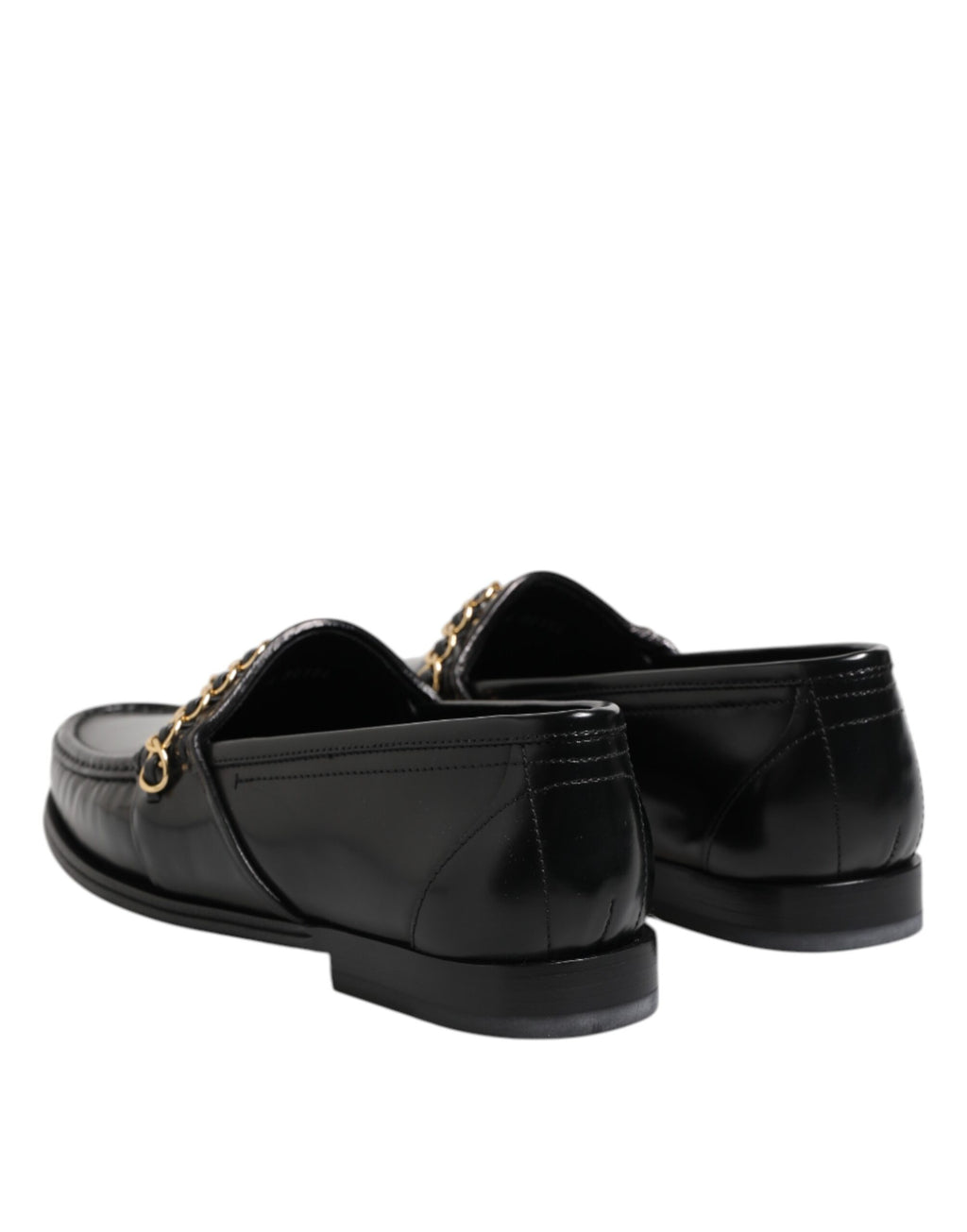 Dolce & Gabbana Black Leather Chain Slip On Loafers Men Dress Shoes