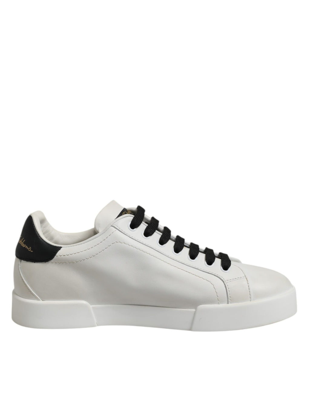Dolce & Gabbana White Black Leather Lace Up Sneakers Shoes