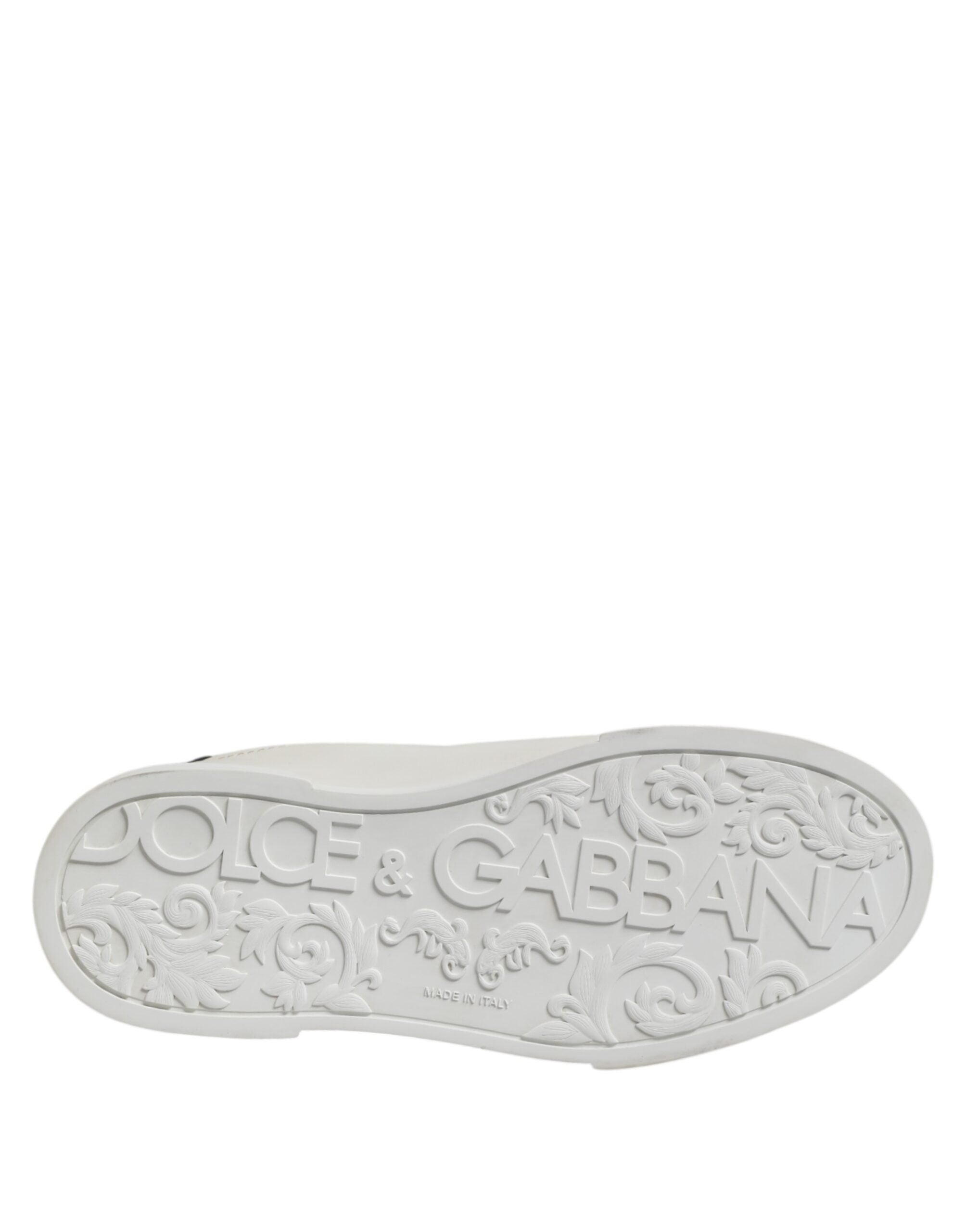 Dolce & Gabbana White Black Leather Lace Up Sneakers Shoes