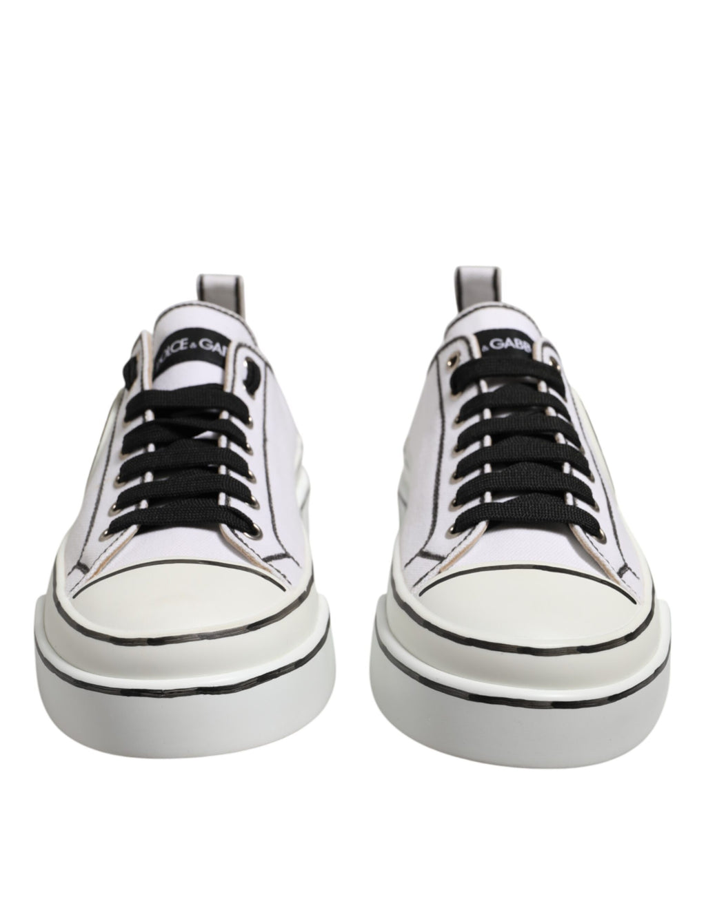 Dolce & Gabbana White Canvas Logo Low Top Men Sneakers Shoes