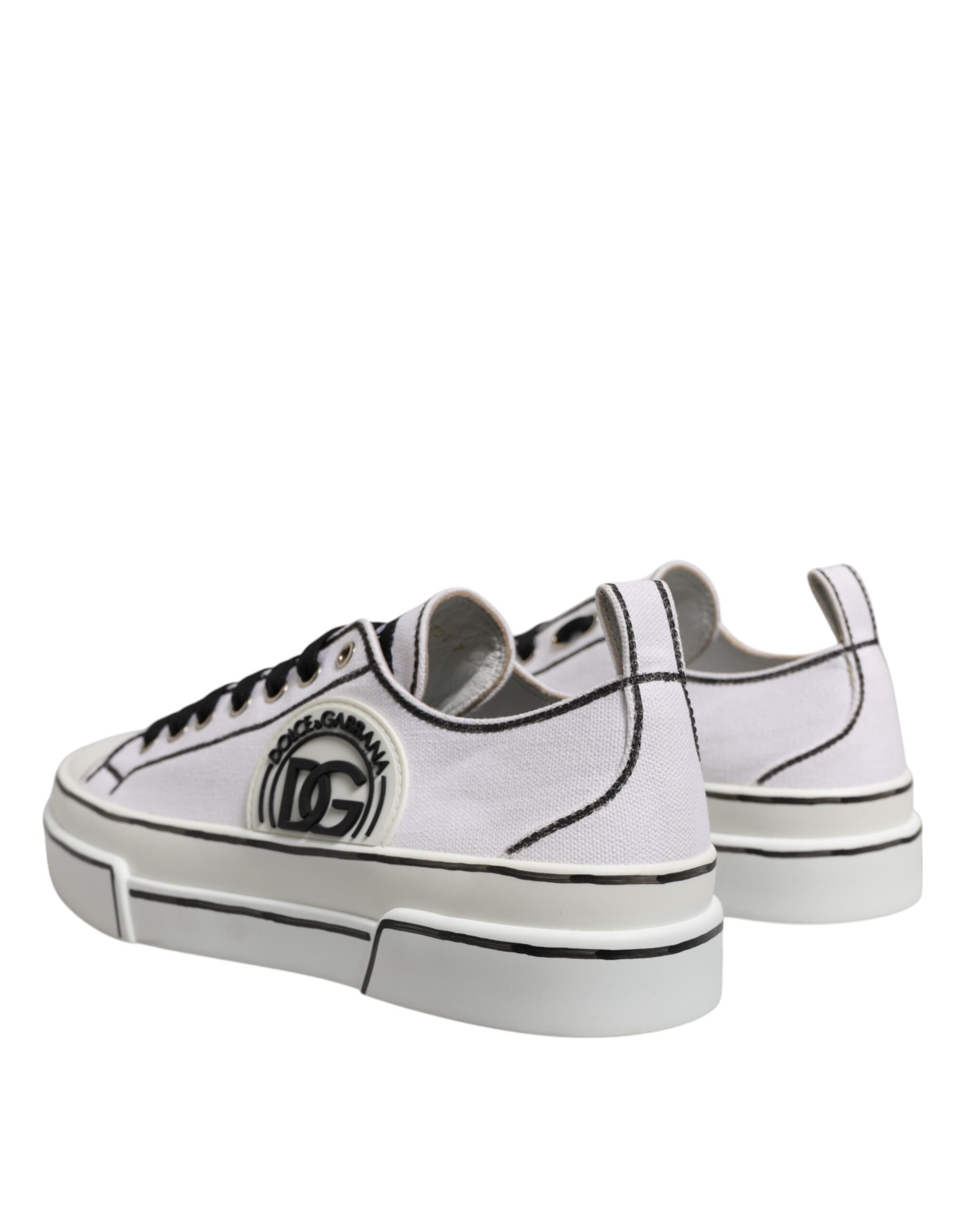 Dolce & Gabbana White Canvas Logo Low Top Men Sneakers Shoes