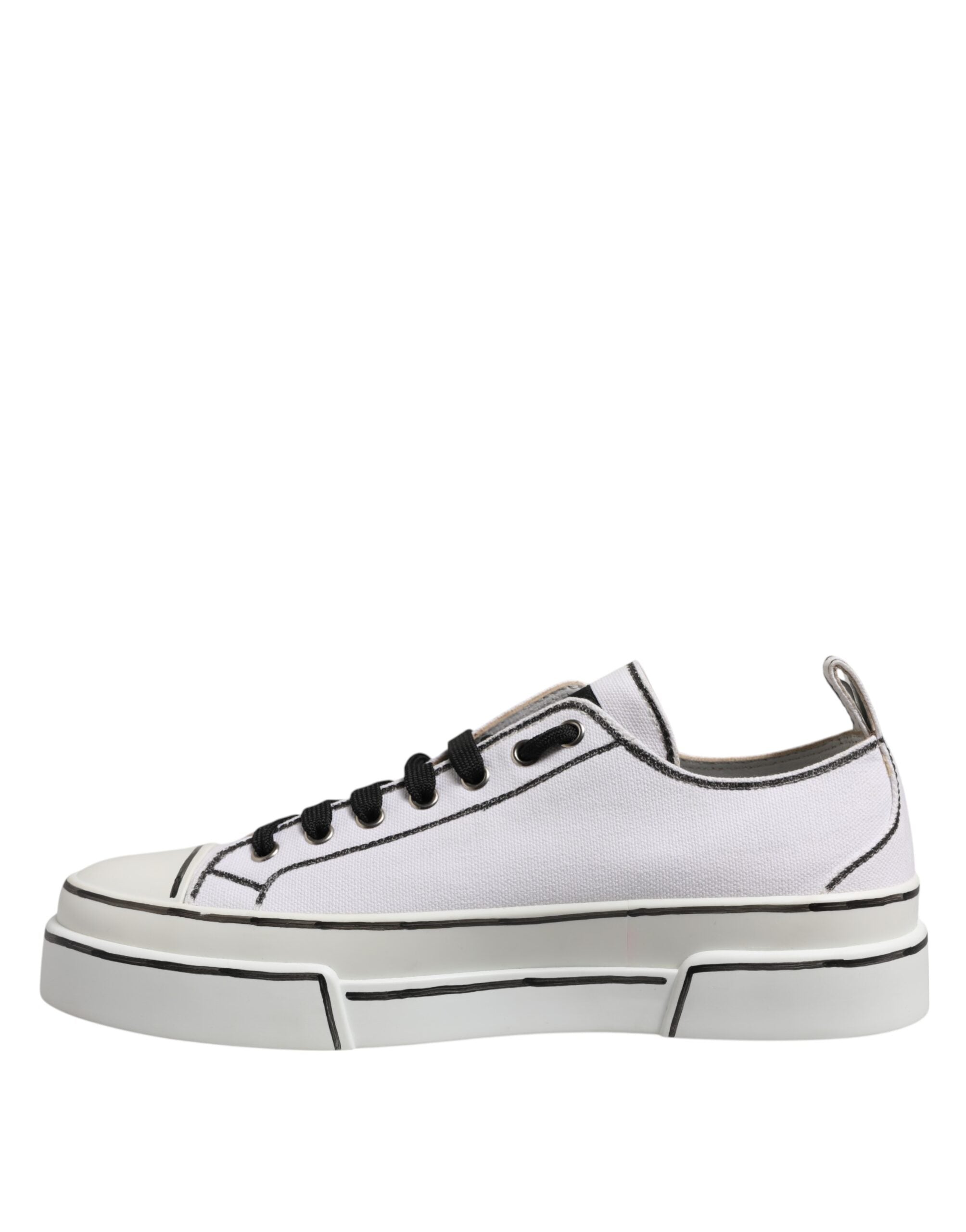 Dolce & Gabbana White Canvas Logo Low Top Men Sneakers Shoes