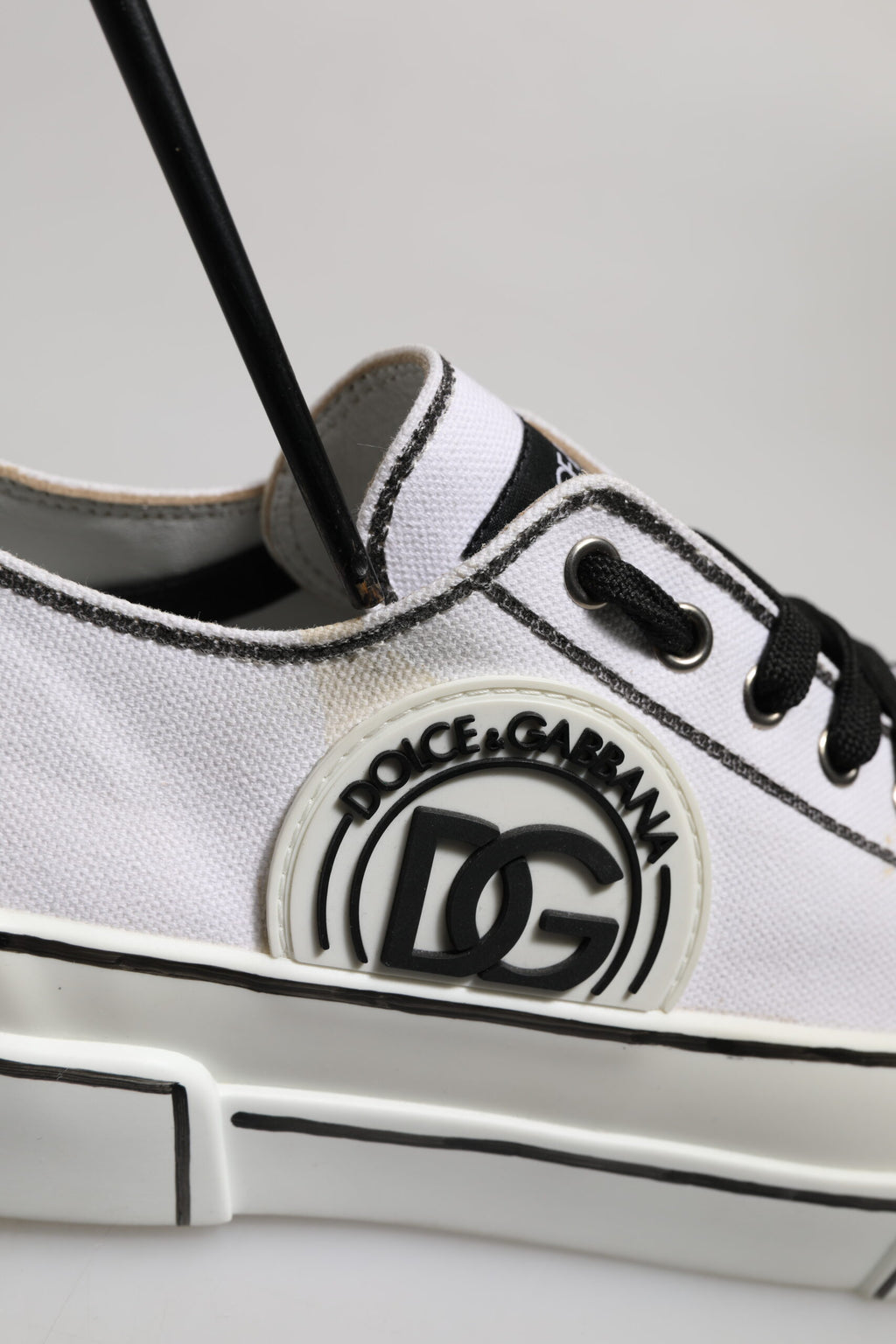 Dolce & Gabbana White Canvas Logo Low Top Men Sneakers Shoes