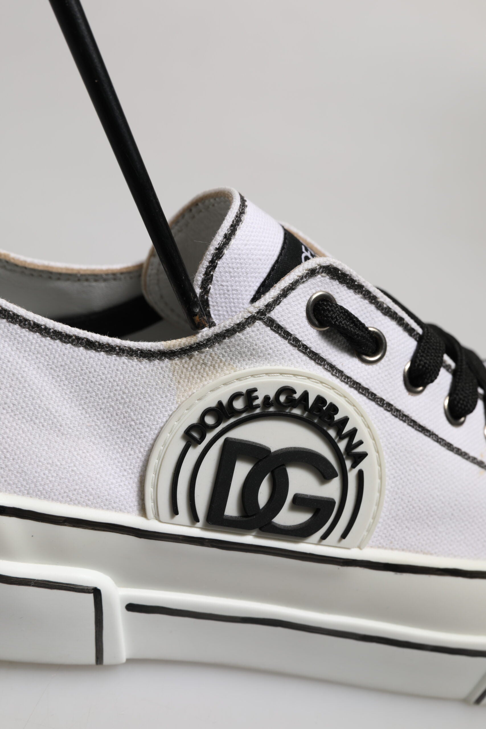 Dolce & Gabbana White Canvas Logo Low Top Men Sneakers Shoes