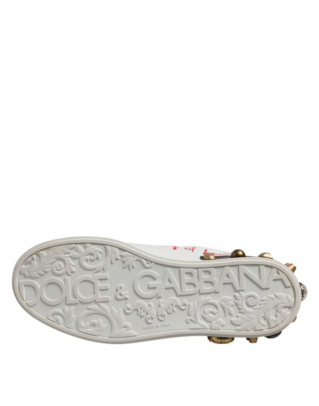 Dolce & Gabbana White Stud Heart Embellished Sneakers Shoes